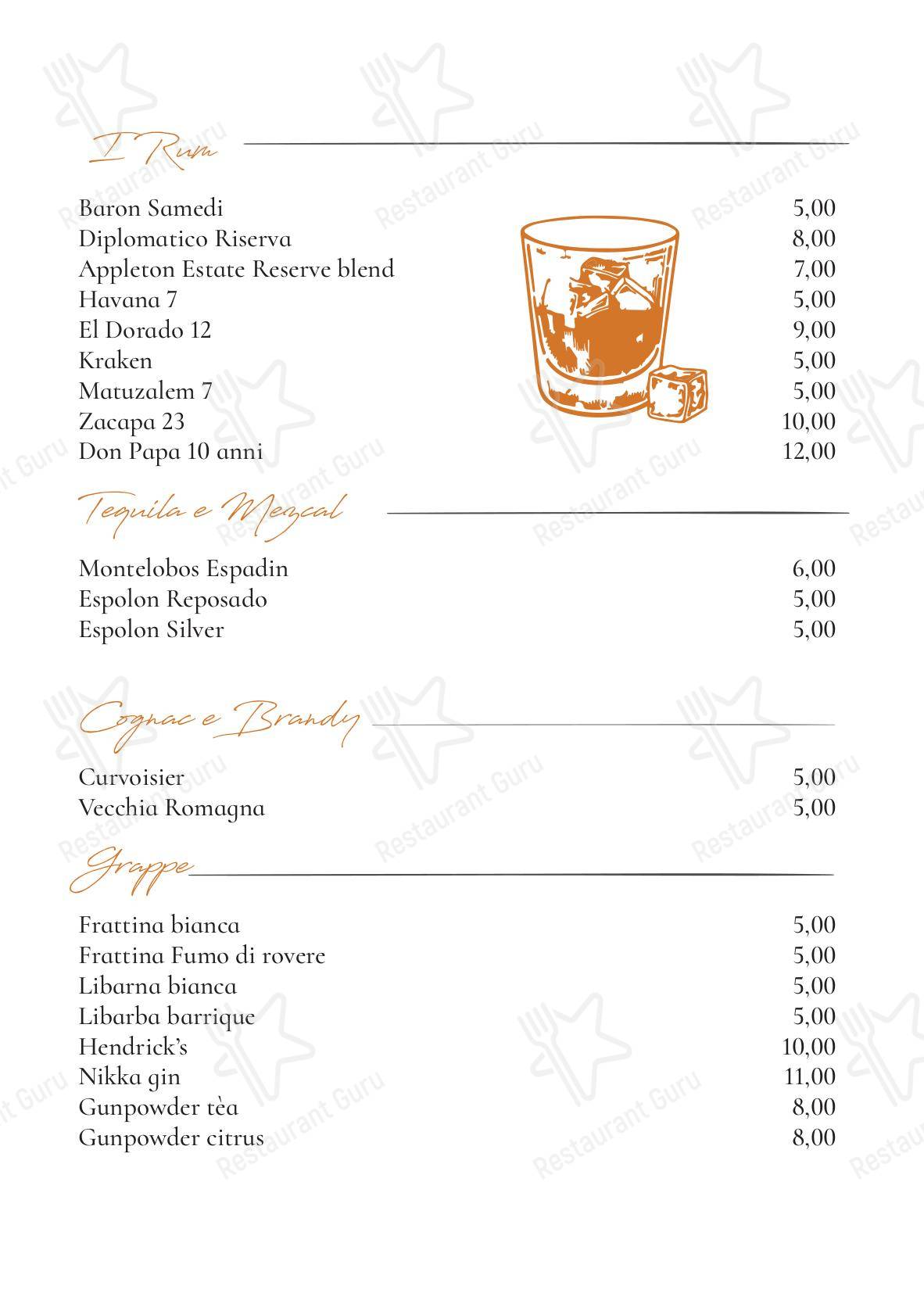 Menu di La Strummula Restaurant - Коктейльная карта