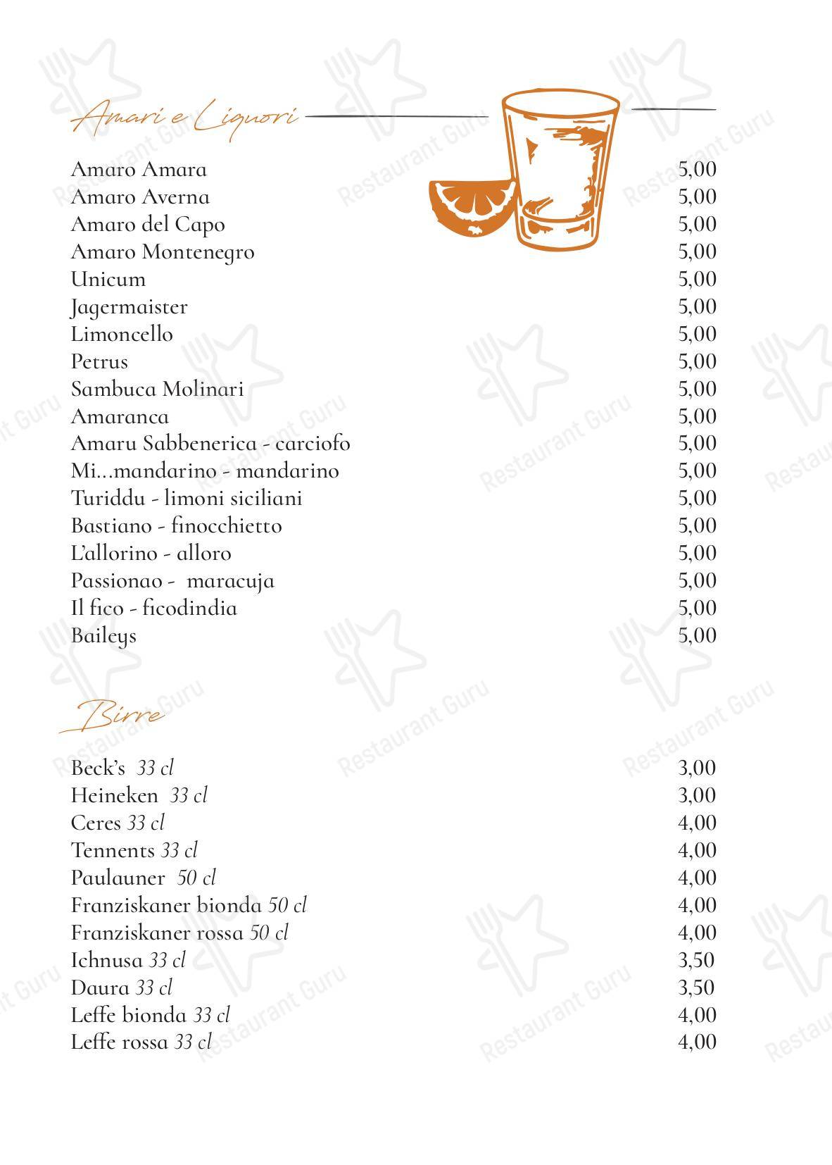 Menu di La Strummula Restaurant - Коктейльная карта