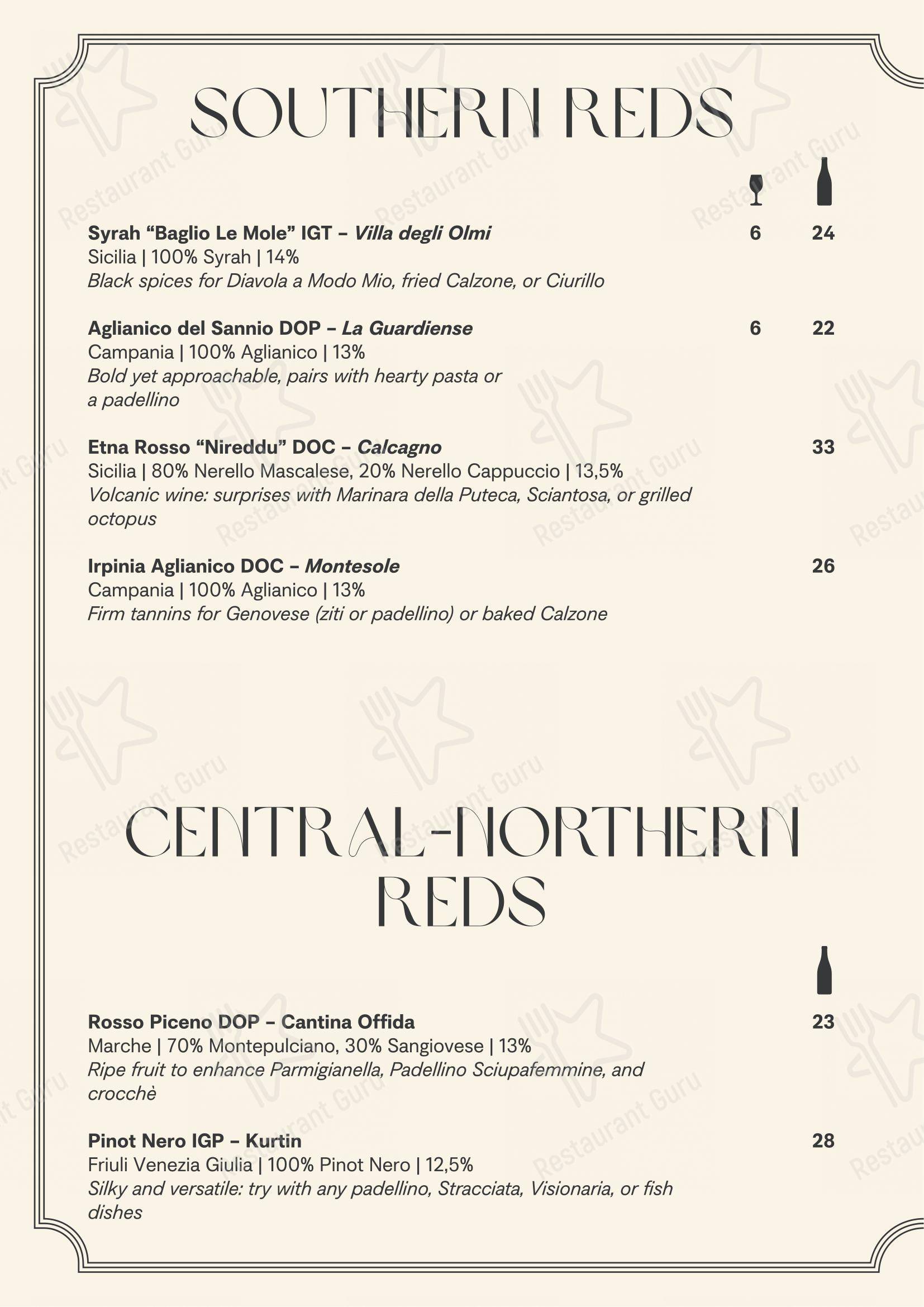 菜单 per ’a Puteca pizzeria