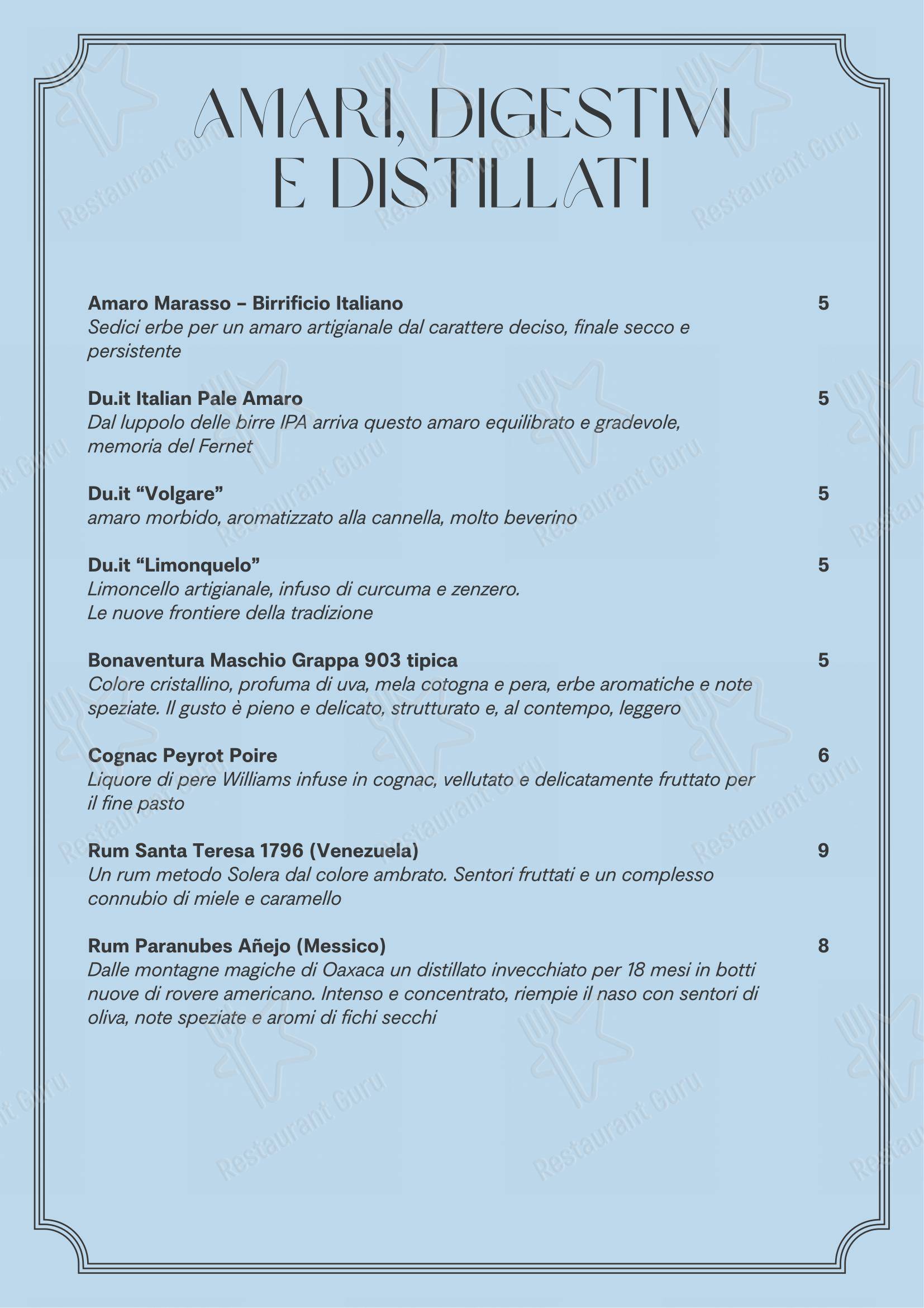 ’a Puteca in Firenze - Menu bar