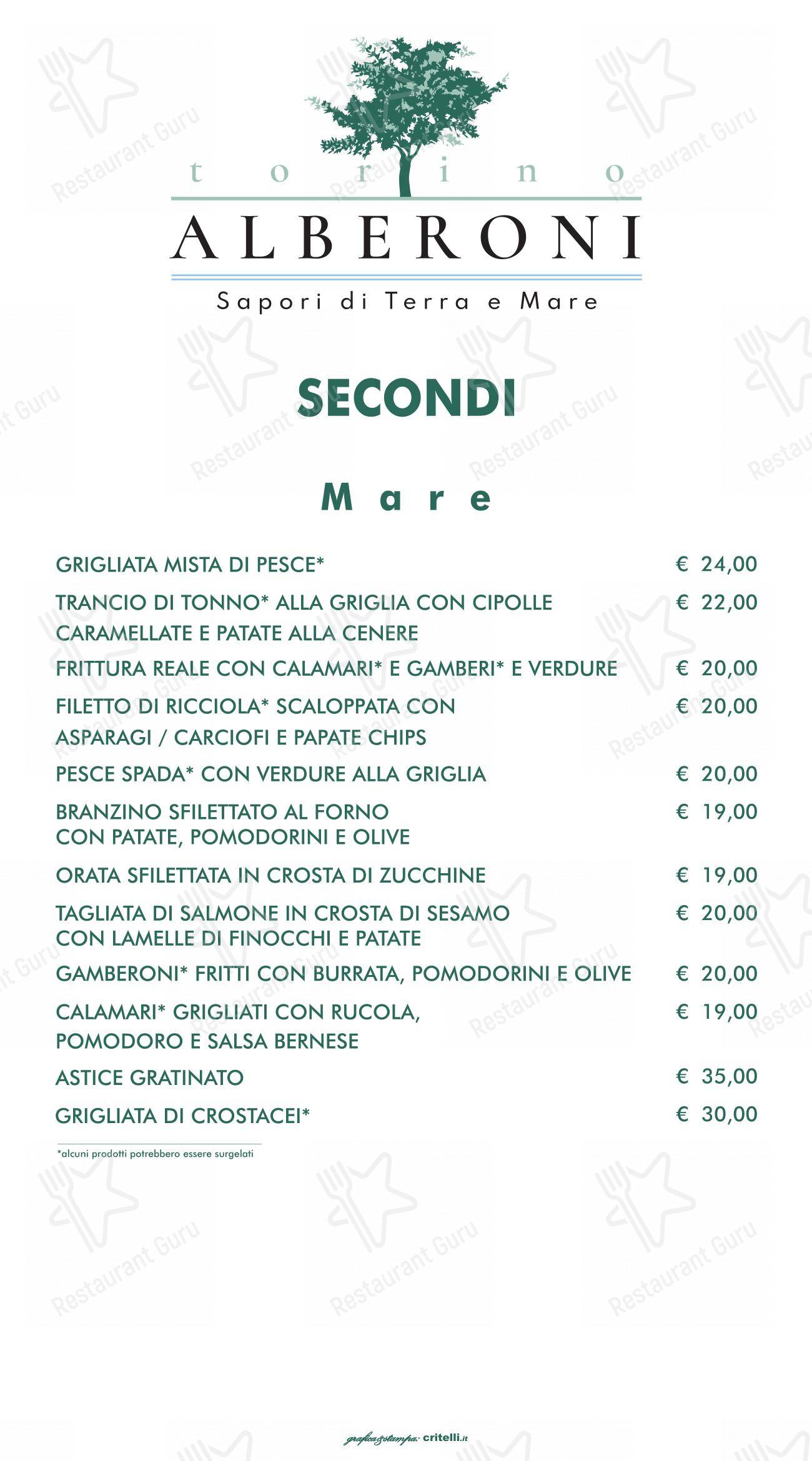 Menu di Alberoni - Menu