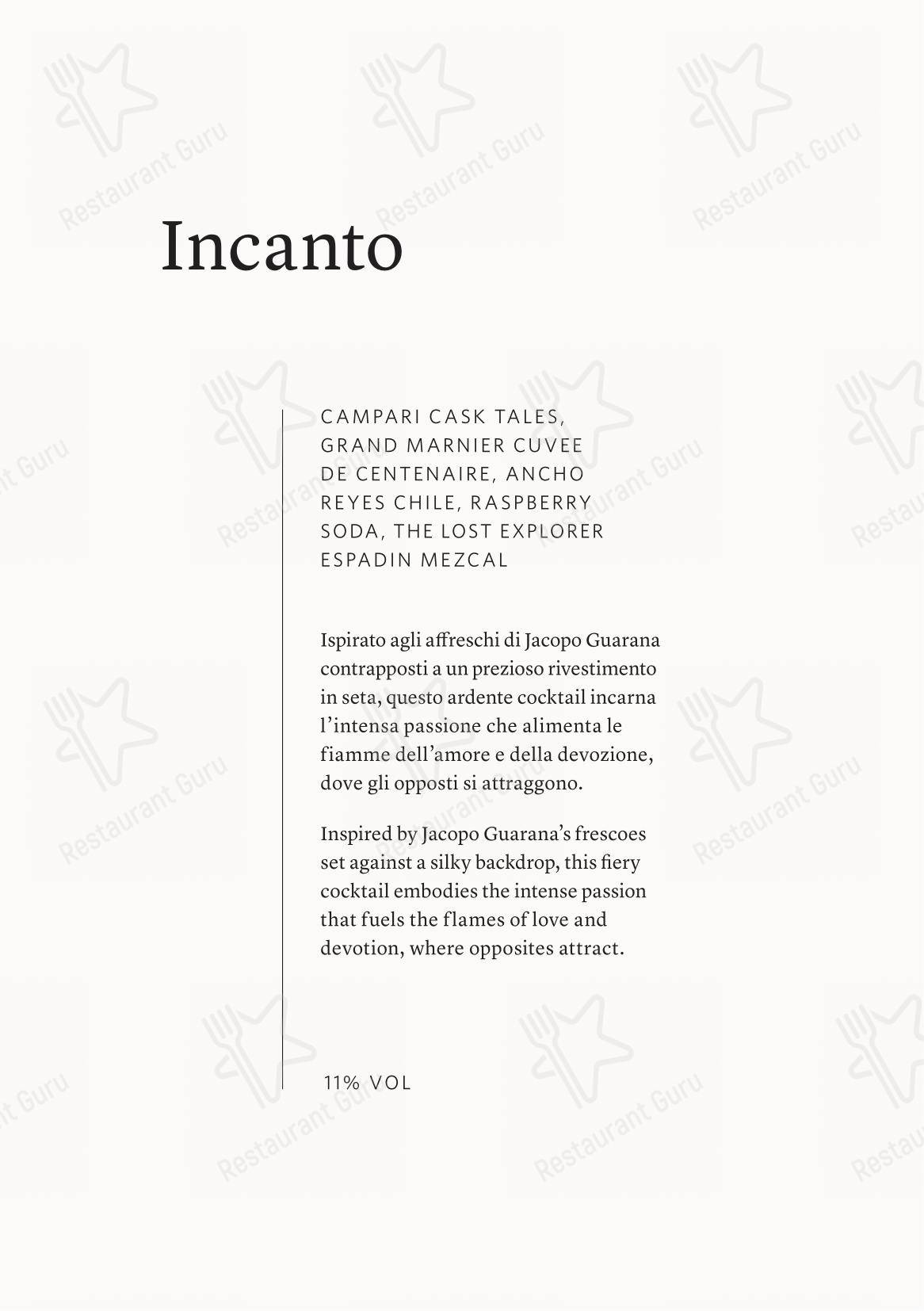 Menu di Arva presso Aman Venice - Основное меню