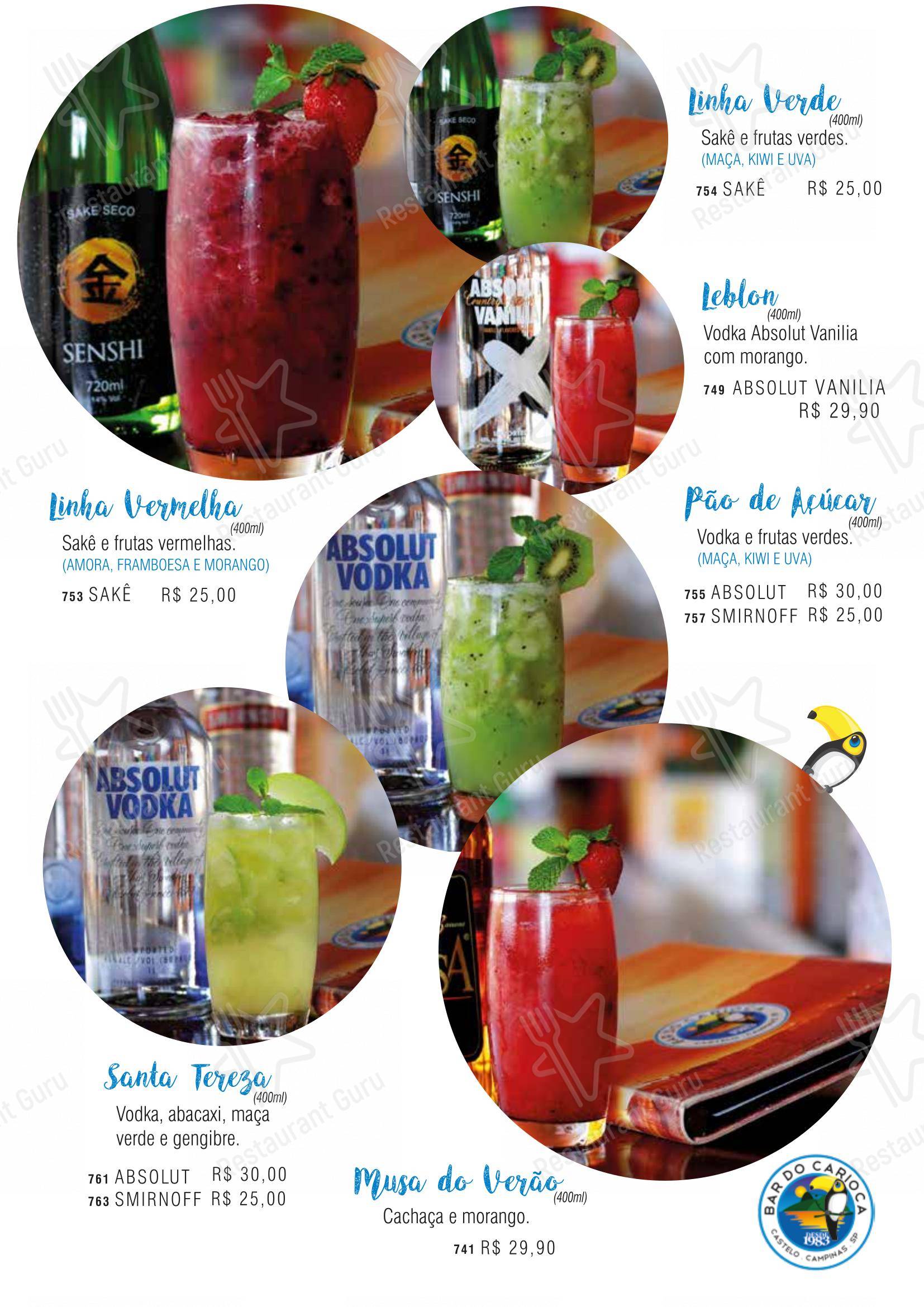 Menu bar para Bar do Carioca pub & bar