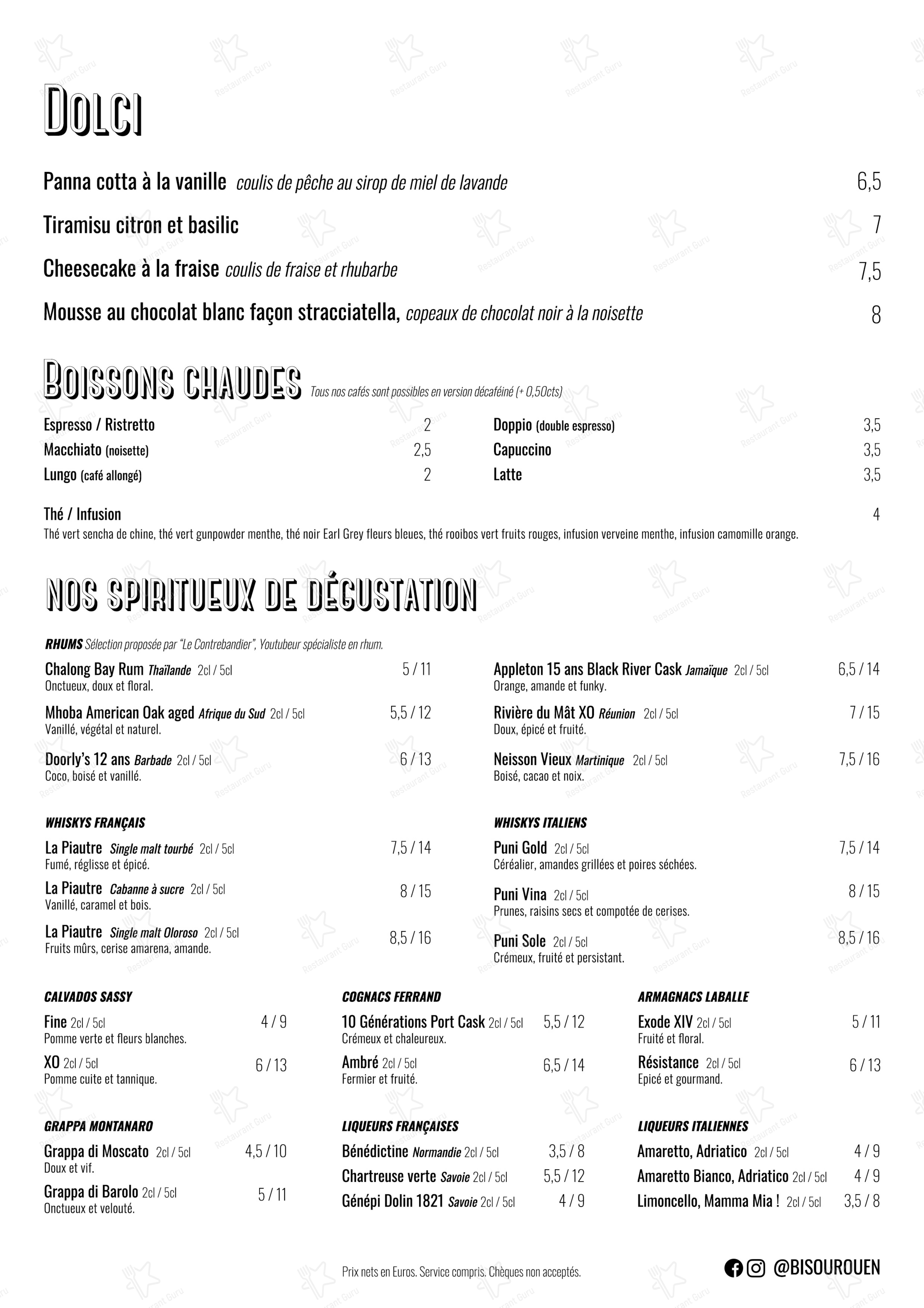 Menu pour Bisou - Menu bar