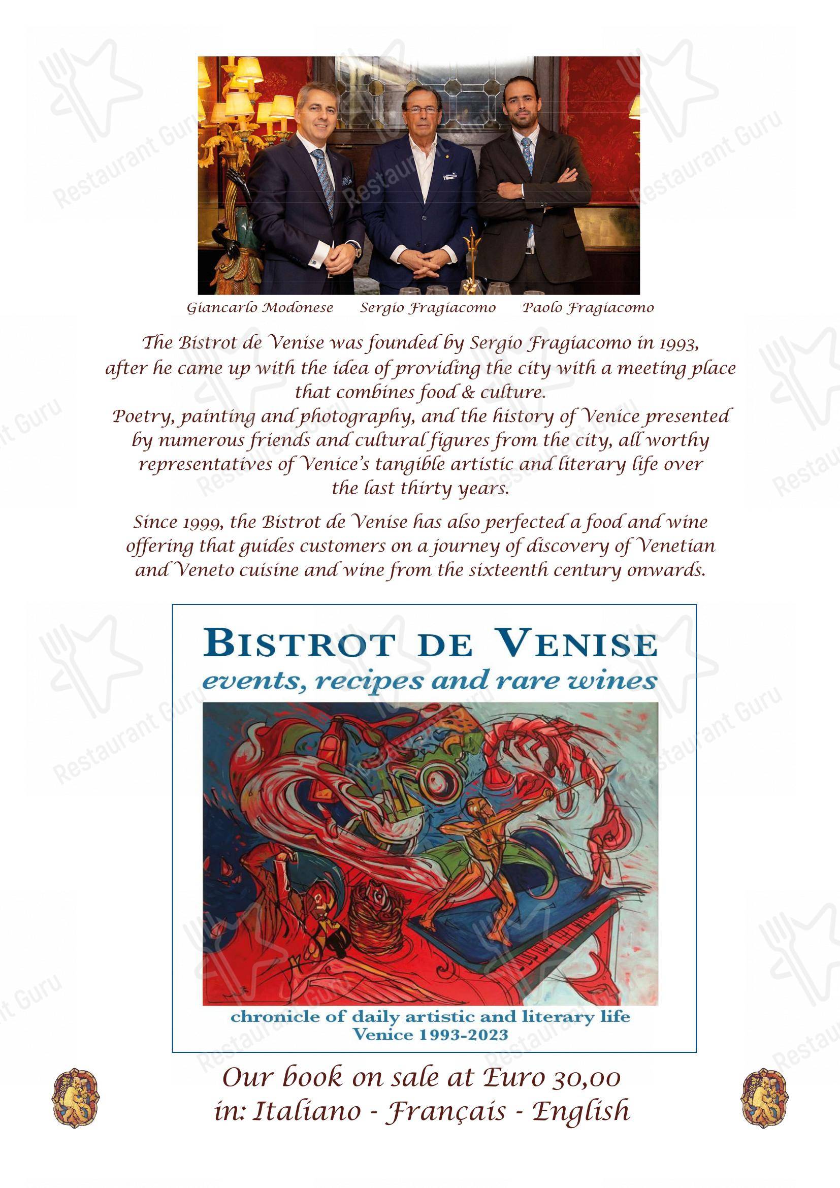 Menu di Bistrot de Venise - Menu