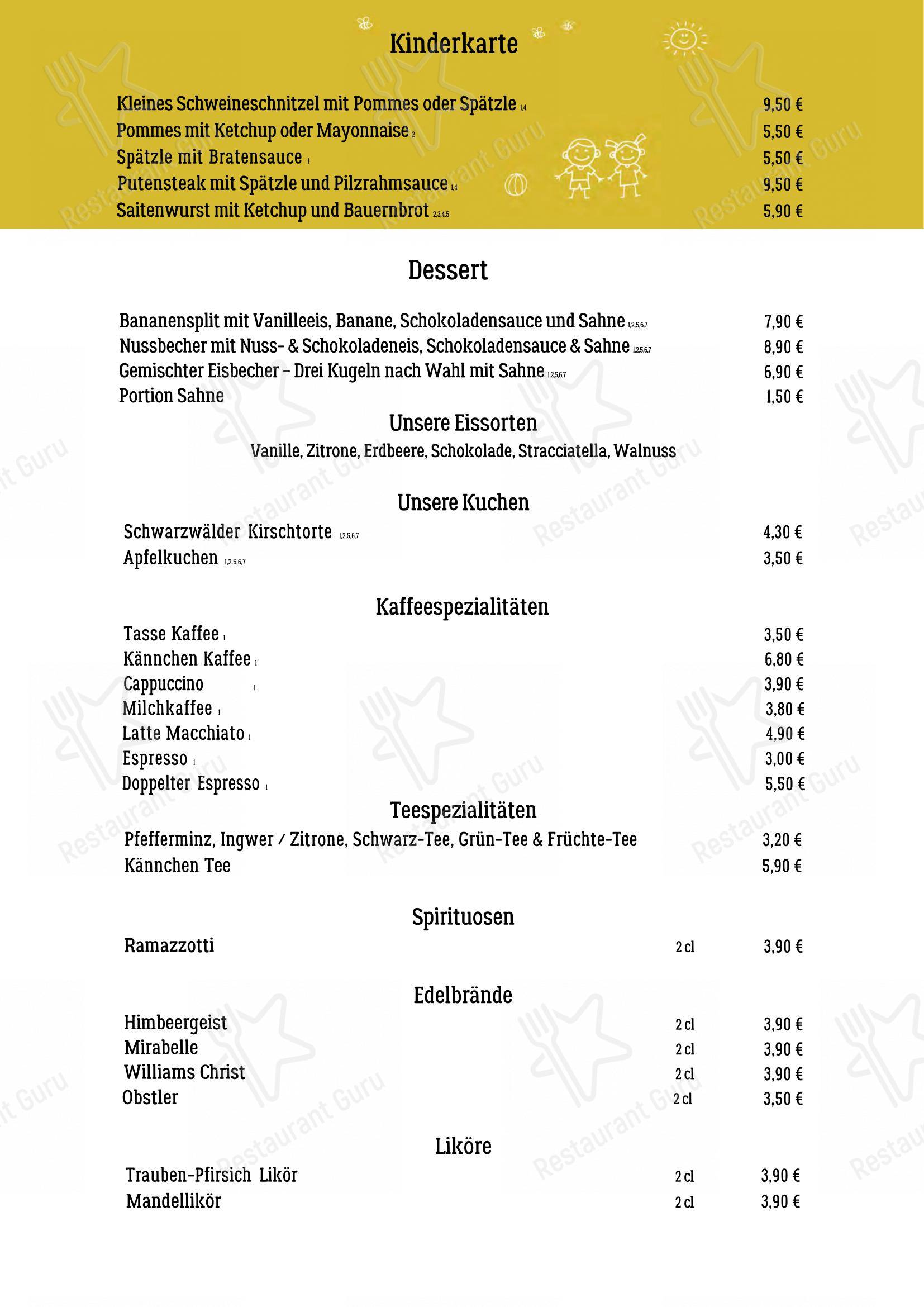Blockhaus Seeger dans Abstatt - Menu