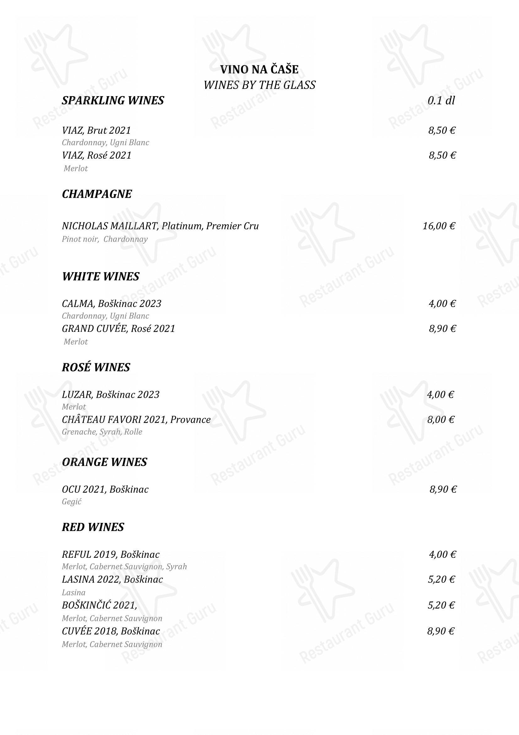 Menu bar per Boskinac in Novaglia