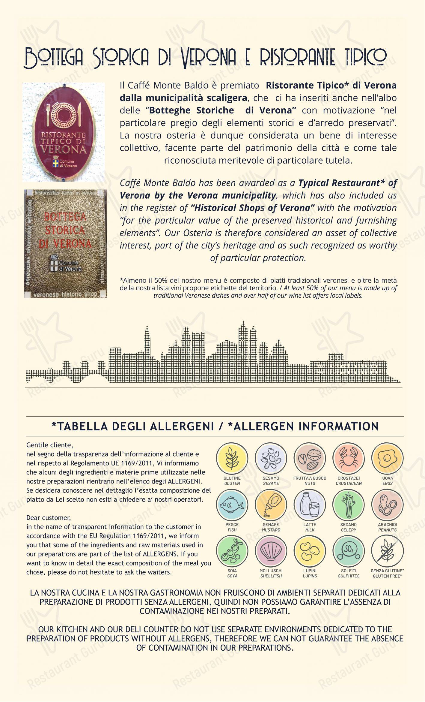 Menu per Caffè Monte Baldo in Verona