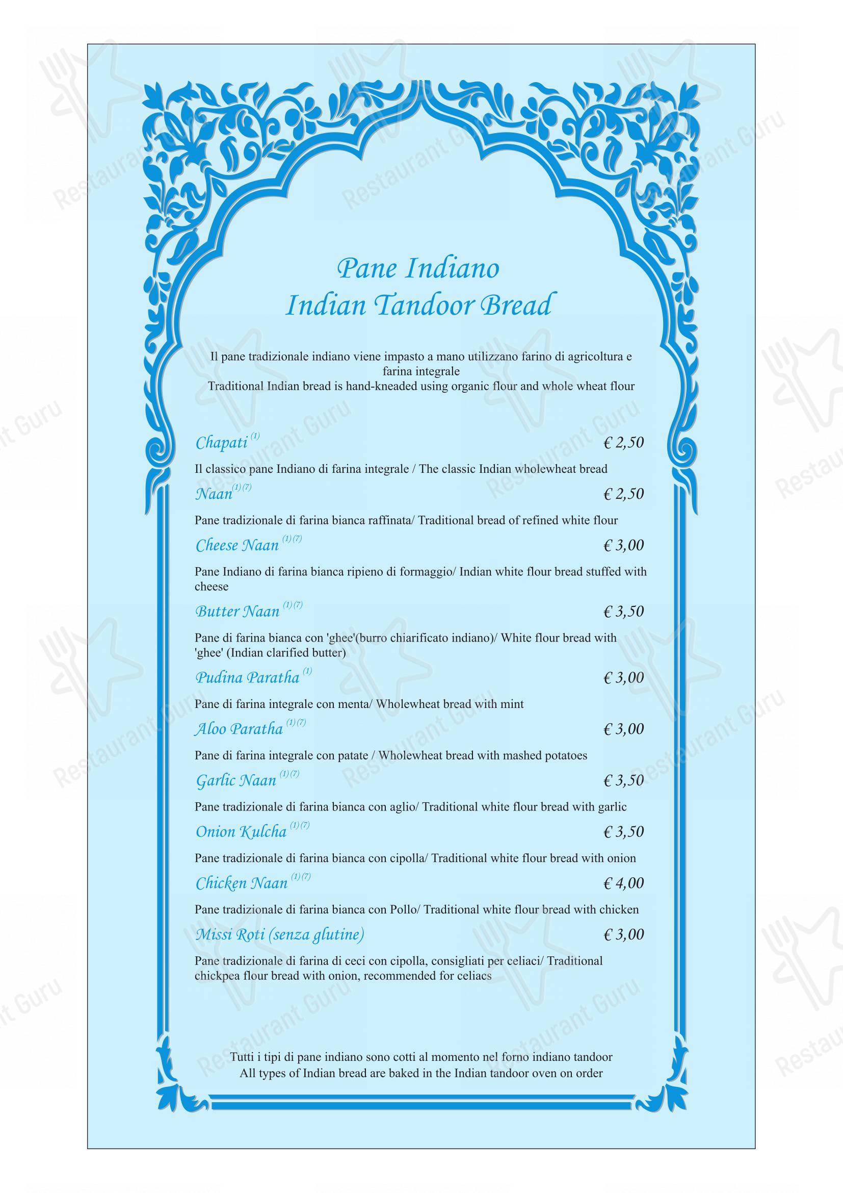 Menu per Ristorante indiano Dawat Torino in Torino