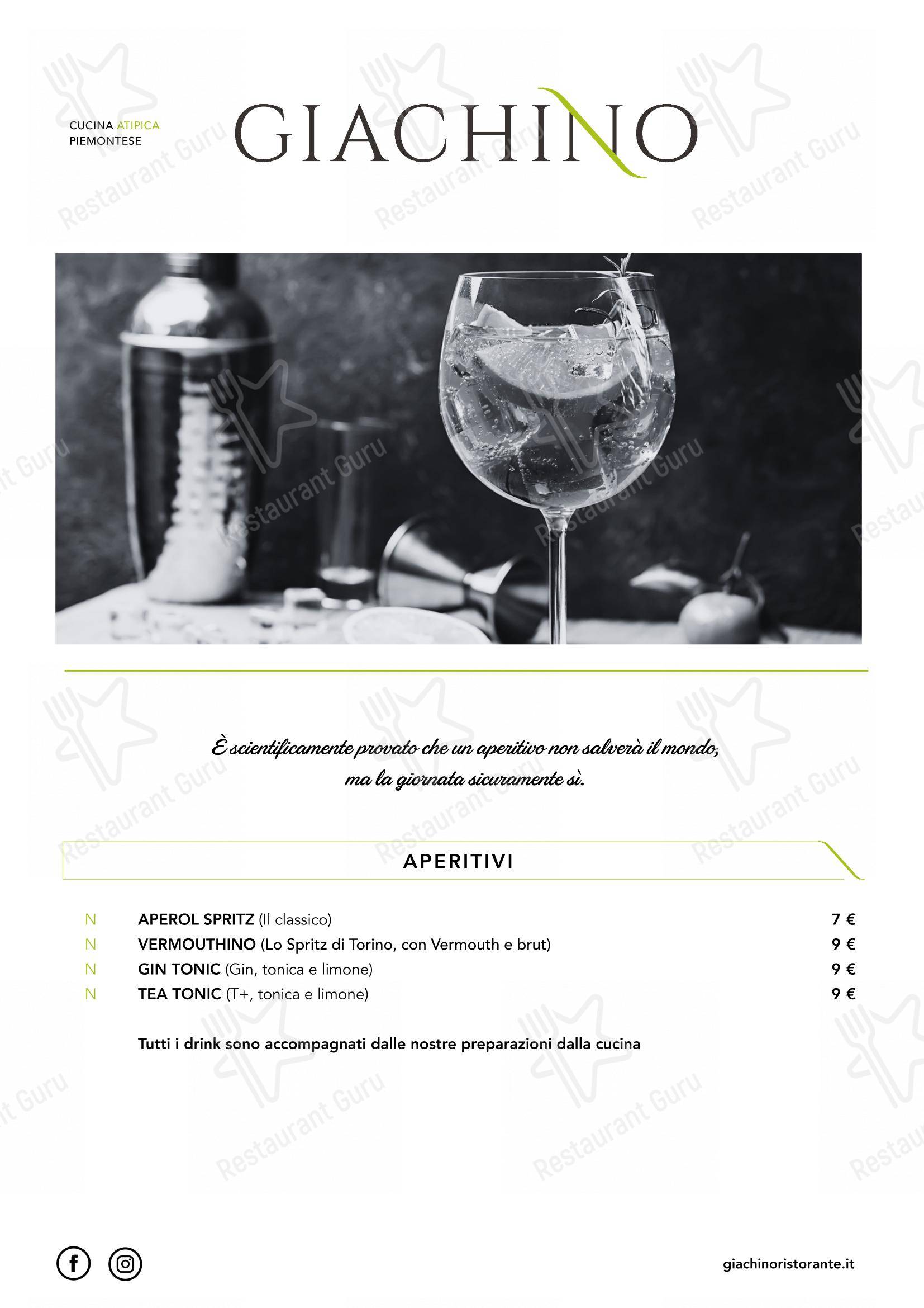 Menu di Giachino Ristorante - Menu bar