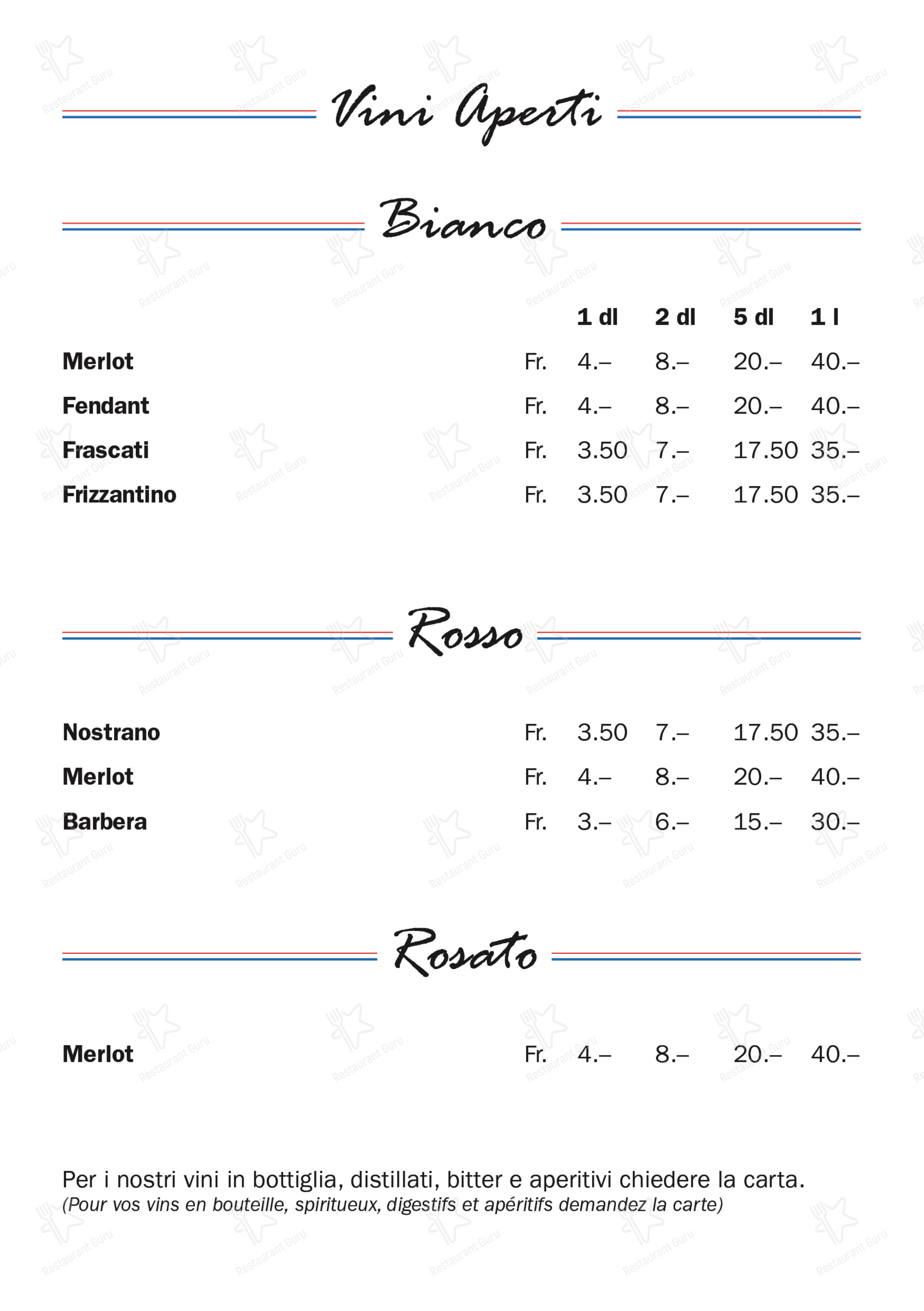 Menu di Grotto Raffael - Ночное меню