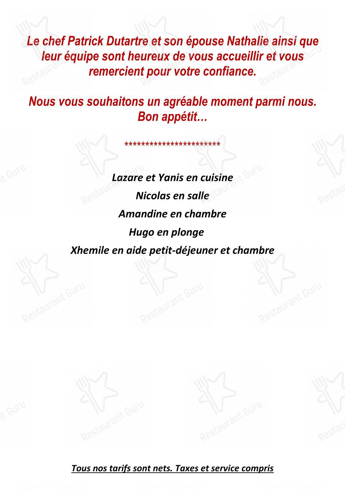 Основное меню pour La Table D’Héloïse dans Cluny