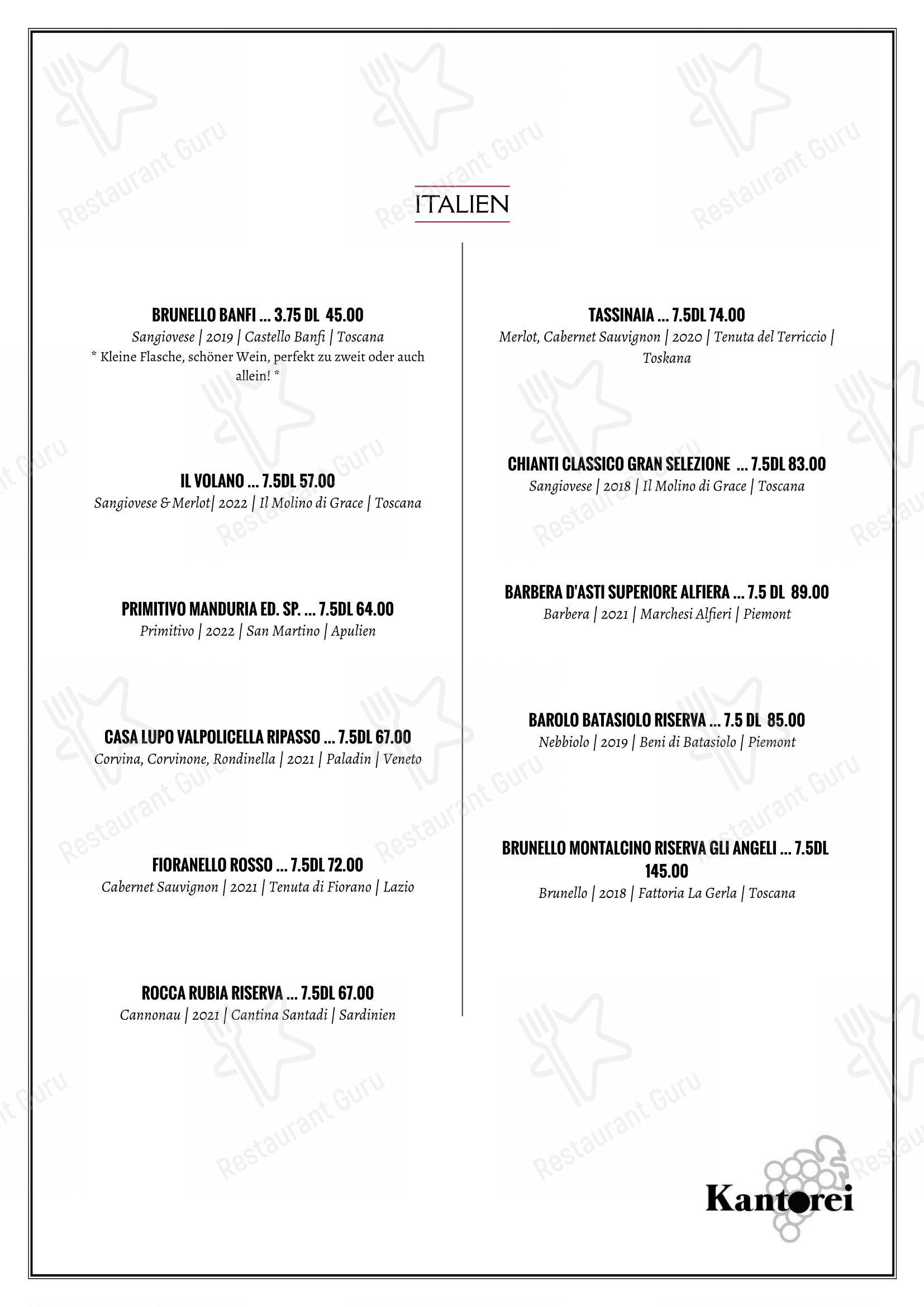 Ночное меню per Kantorei ristorante