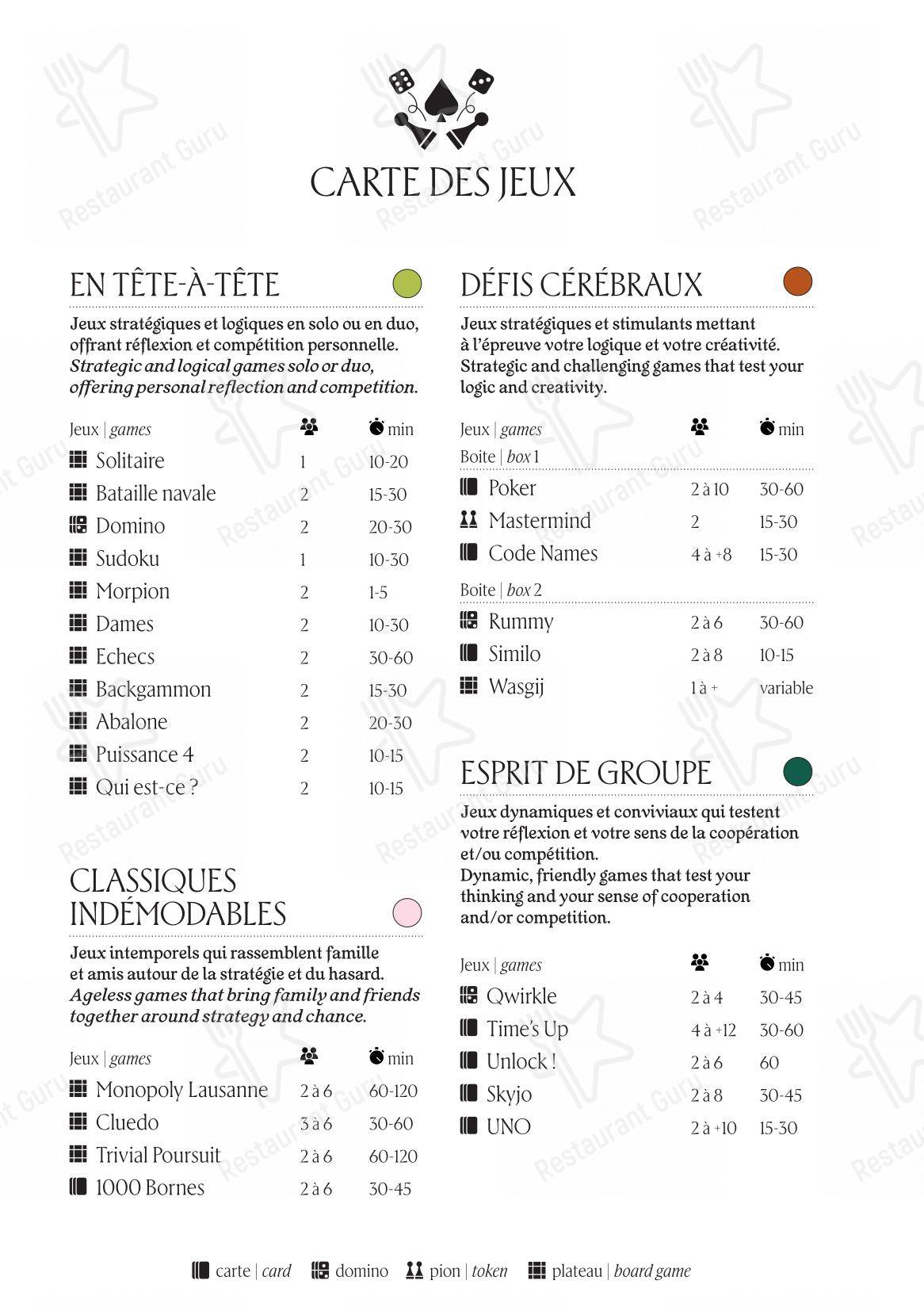 菜单 per L'Accademia in Losanna