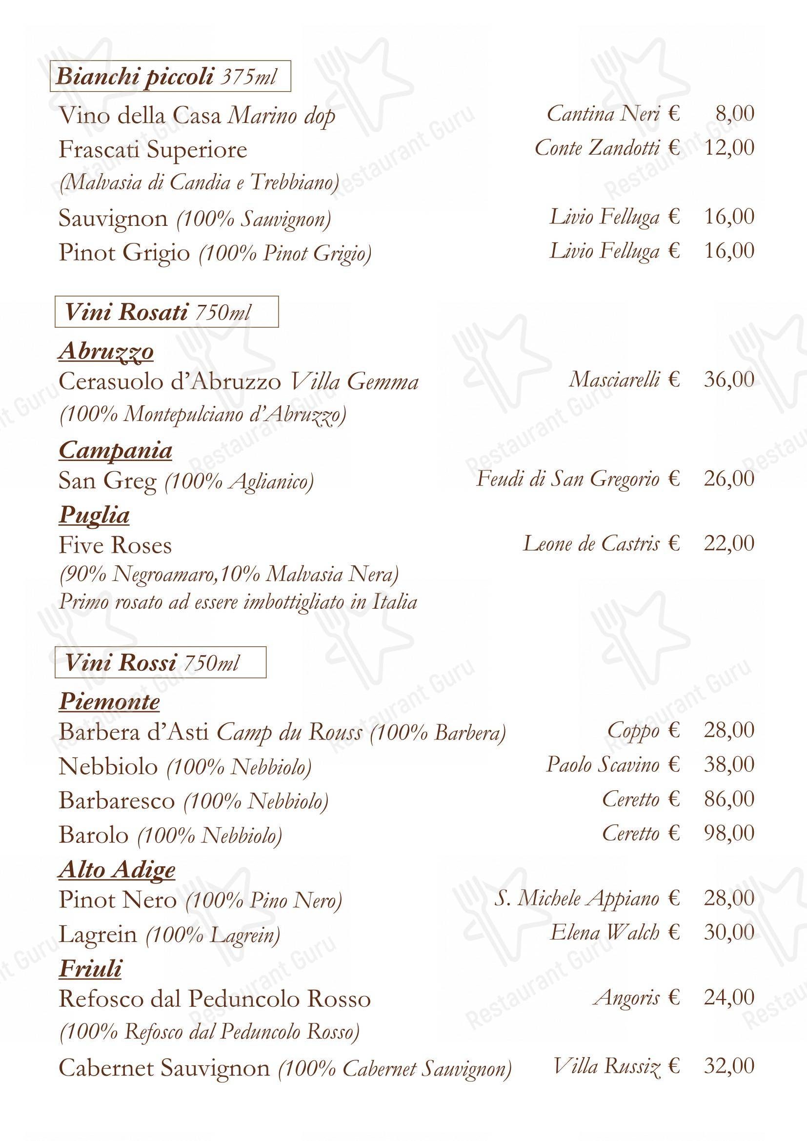 菜单 per La Matriciana Dal 1870 ristorante