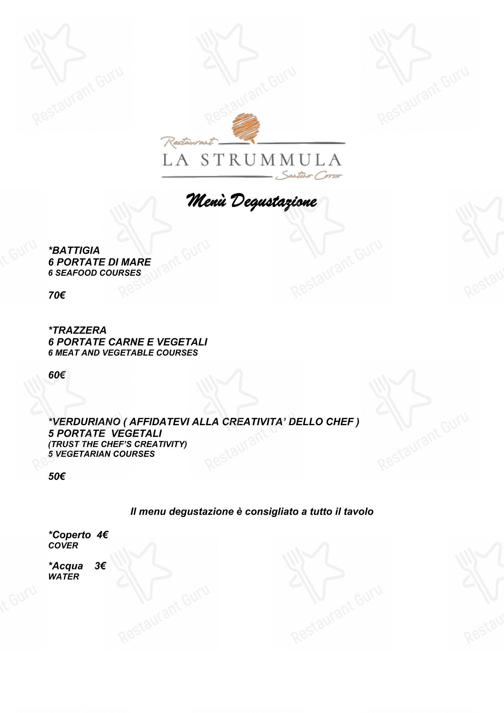 Menu per La Strummula Restaurant in Santa Flavia