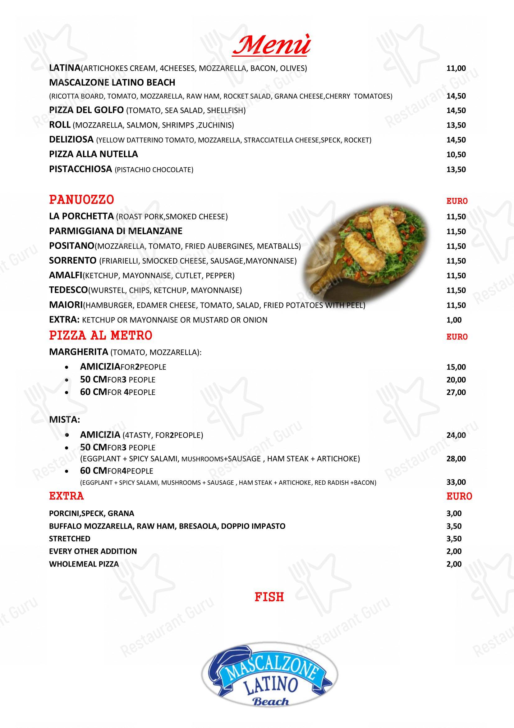 Menu bar per Ristorante Mascalzone Latino Beach Milano Marittima in Milano Marittima