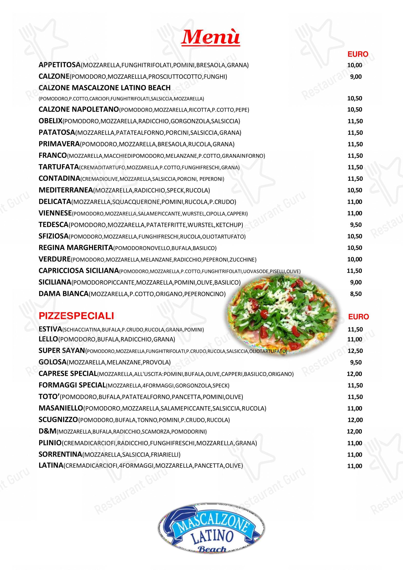 Menu di Ristorante Mascalzone Latino Beach Milano Marittima - Menu
