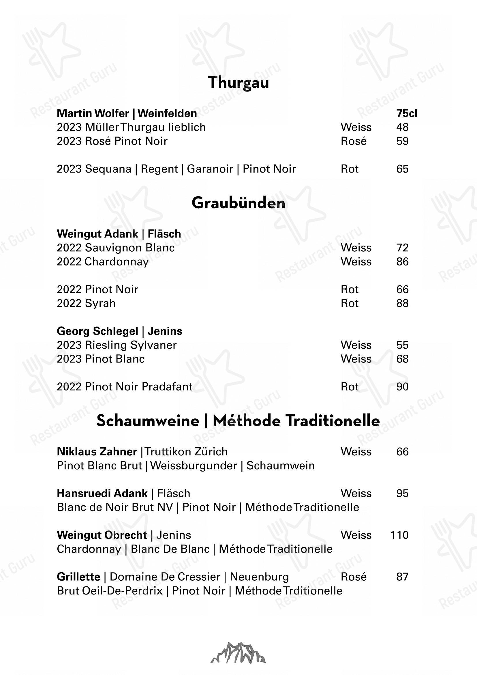 Menu bar per Mountain Restaurant Fürenalp ristorante
