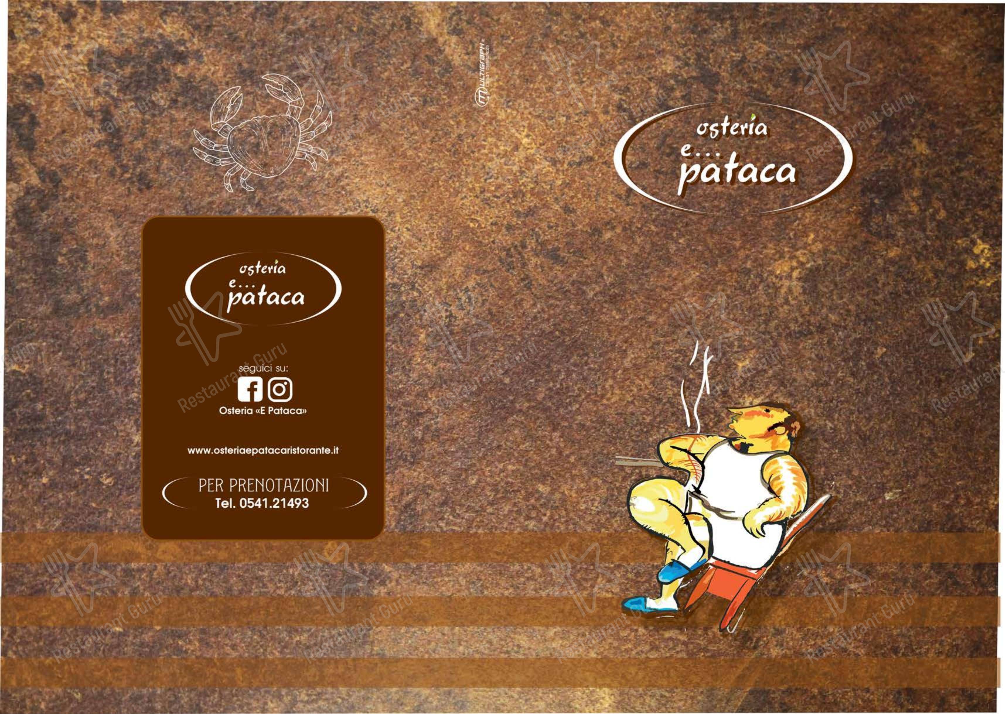 Menu di Osteria e Pataca - Menu bar