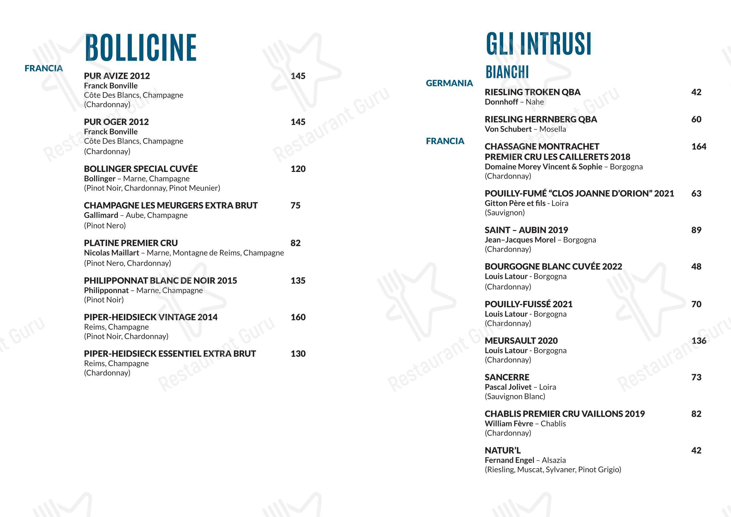 Osteria La Quercia in Roma - Menu bar