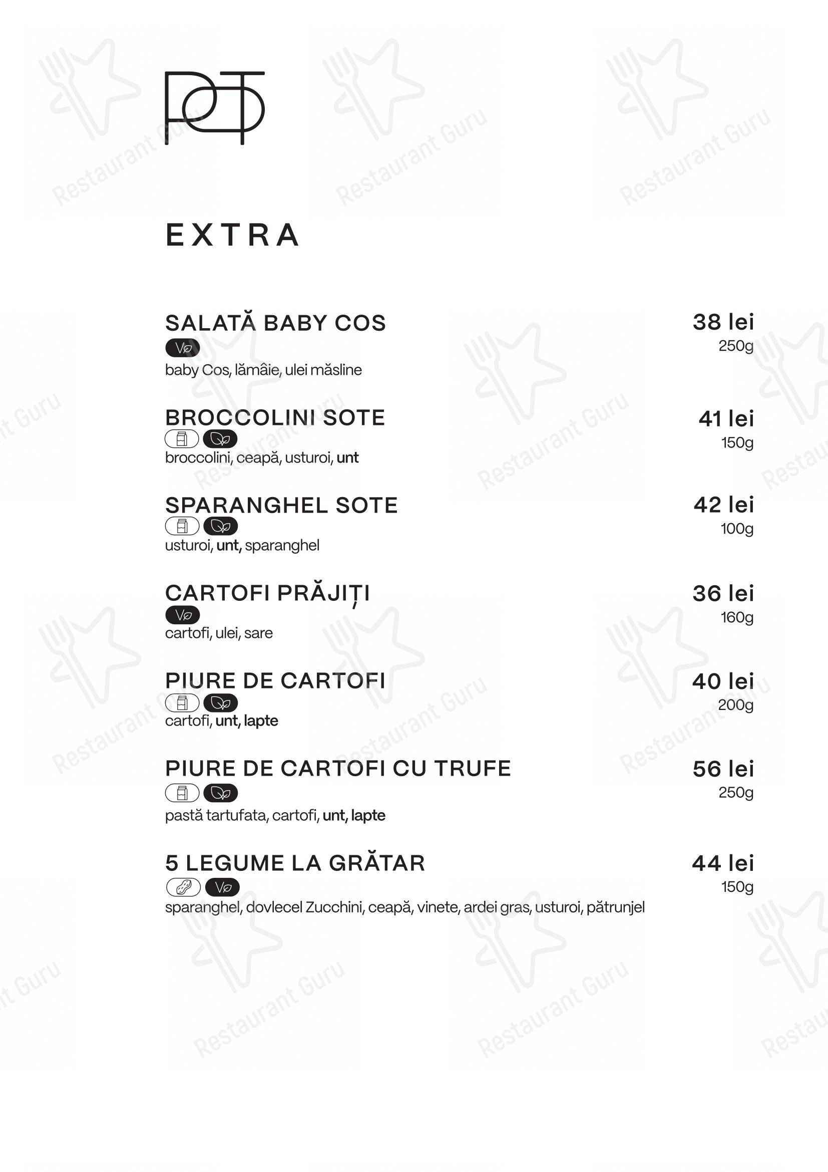 Menu pour POT.stories dans Bucarest
