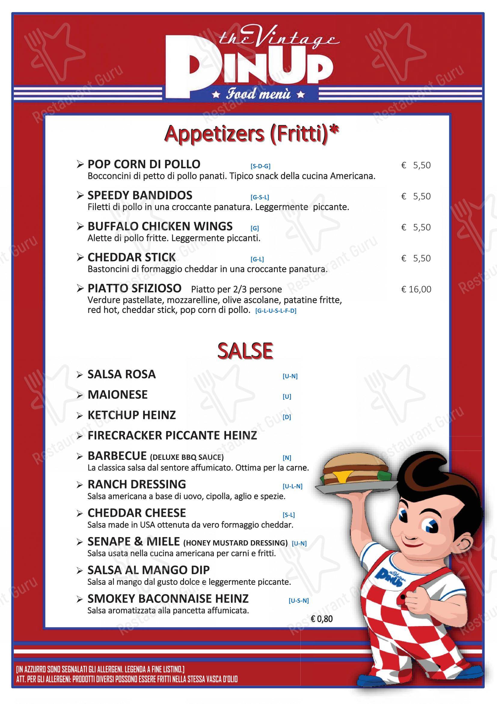 Menu per PinUp Pub in Volpago del Montello