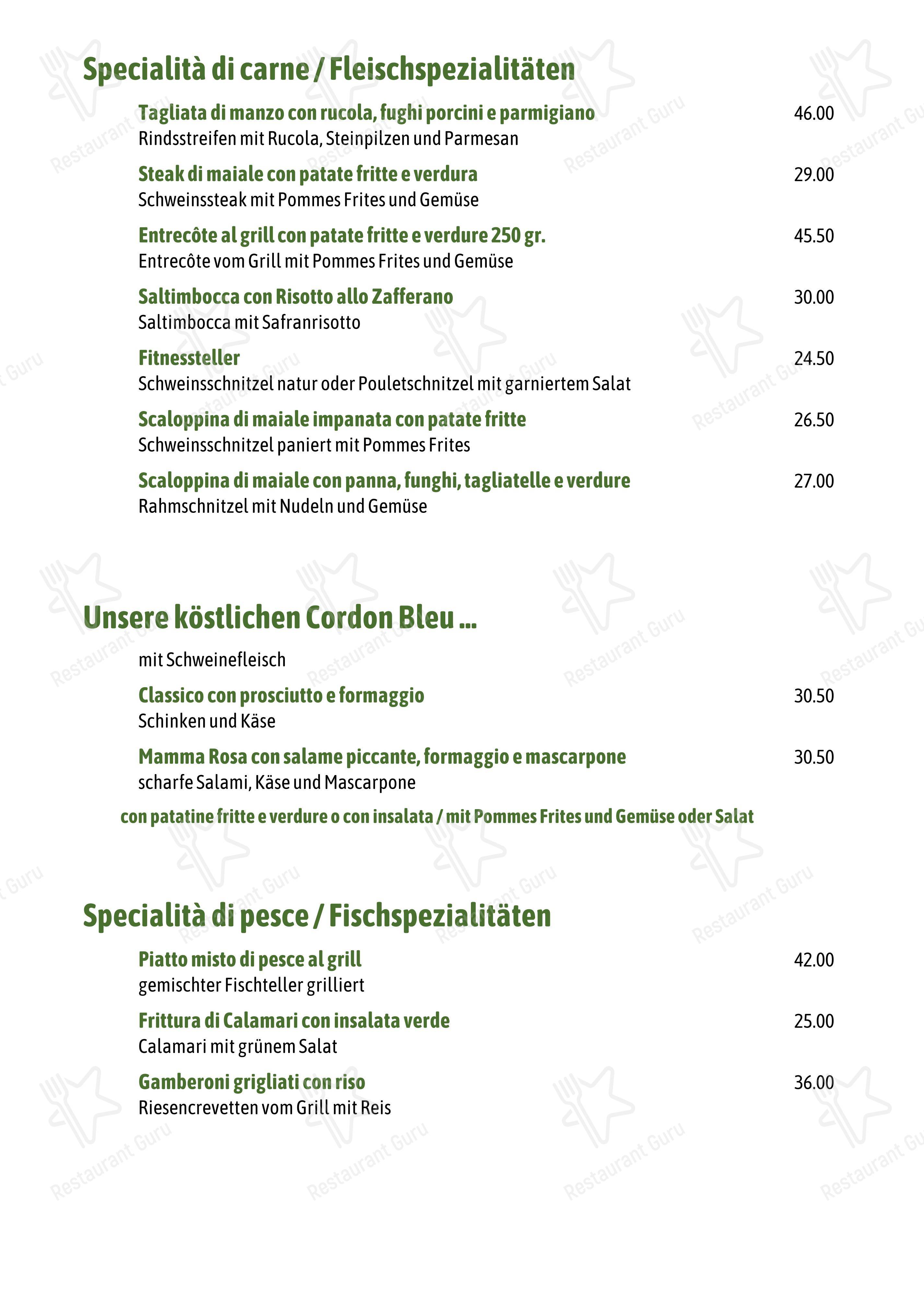 Menu di Pizzeria Trattoria Mammarosa - Menu bar
