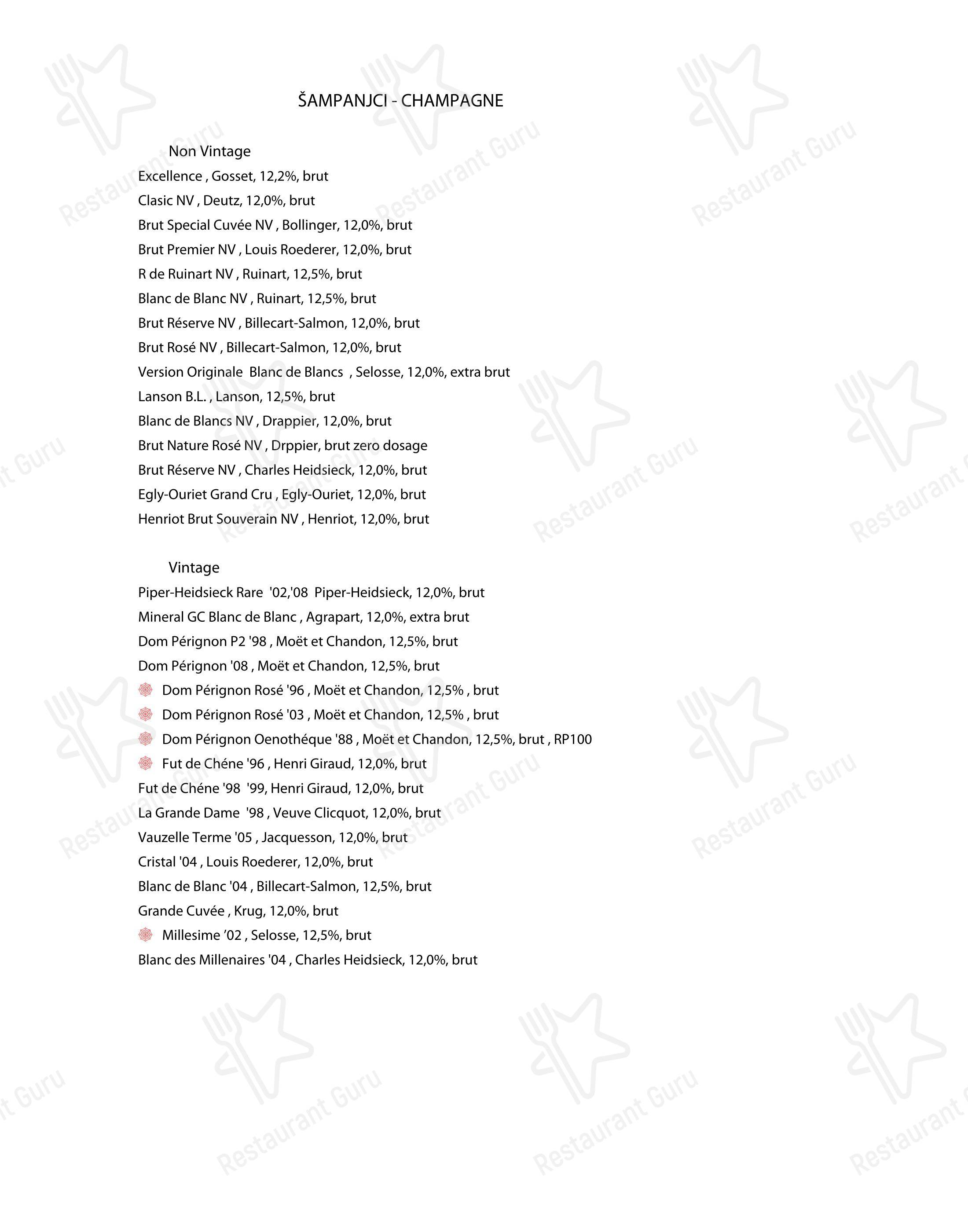 Plavi podrum in Abbazia - Menu