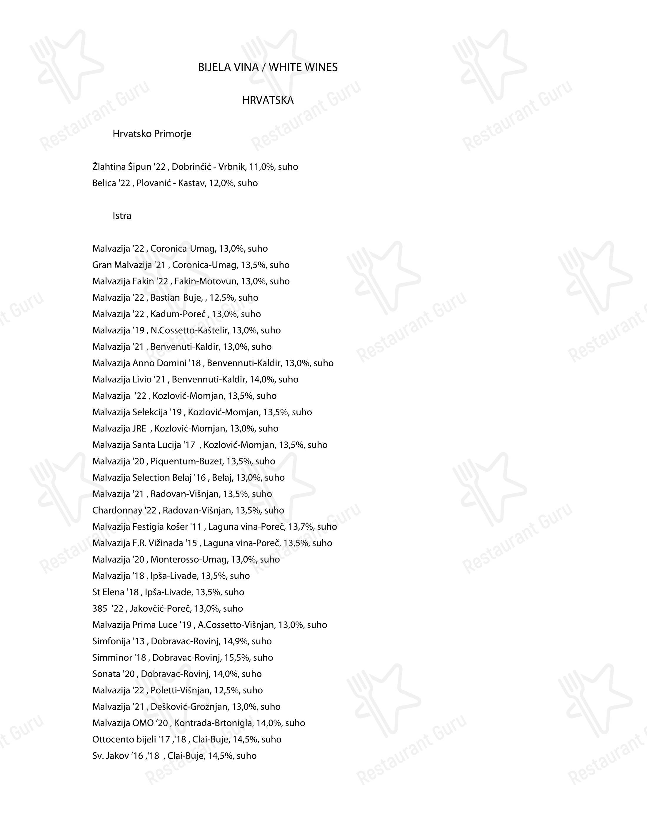 Menu per Plavi podrum ristorante