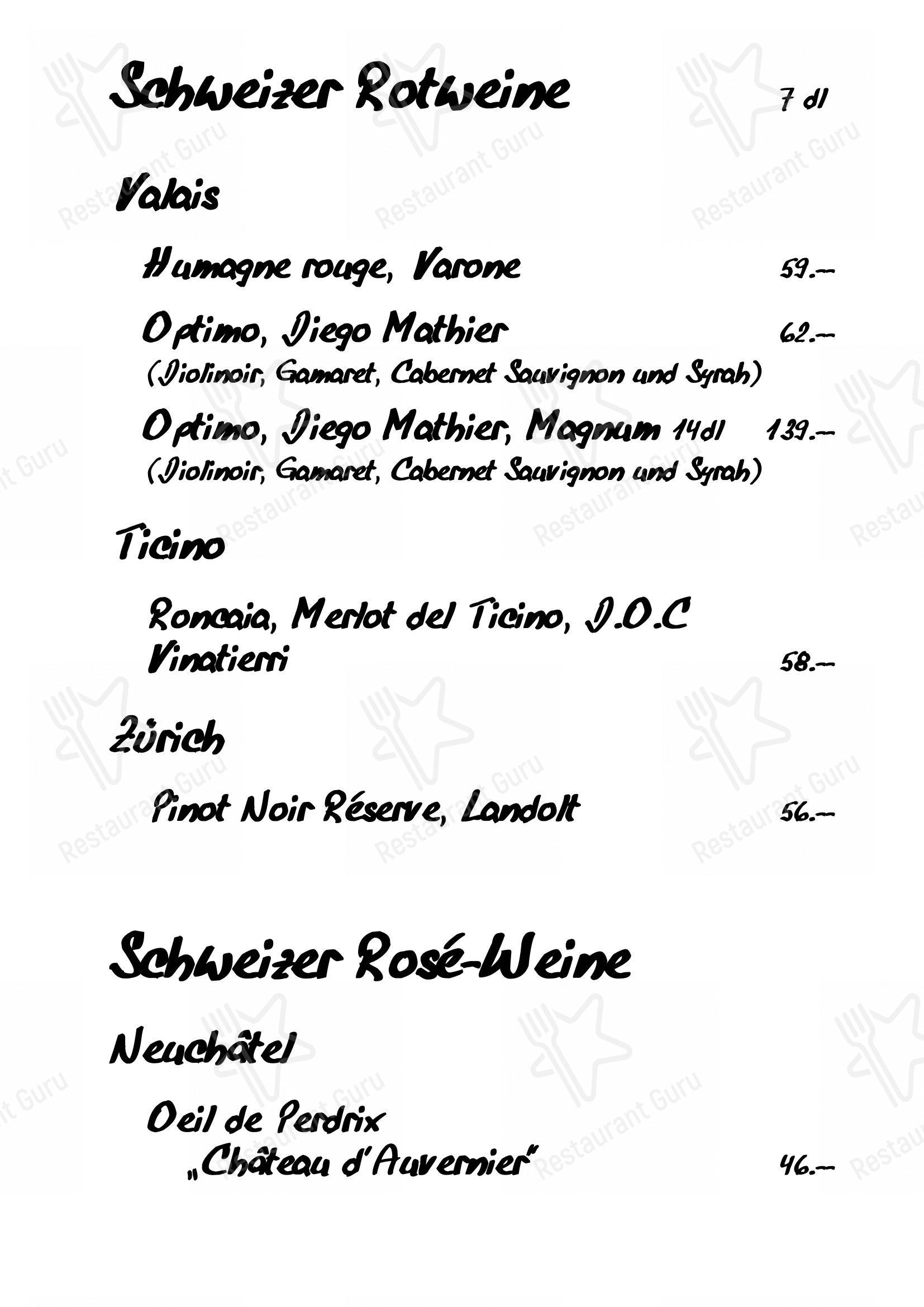 Raclette Stube in Zurigo - Крафт меню