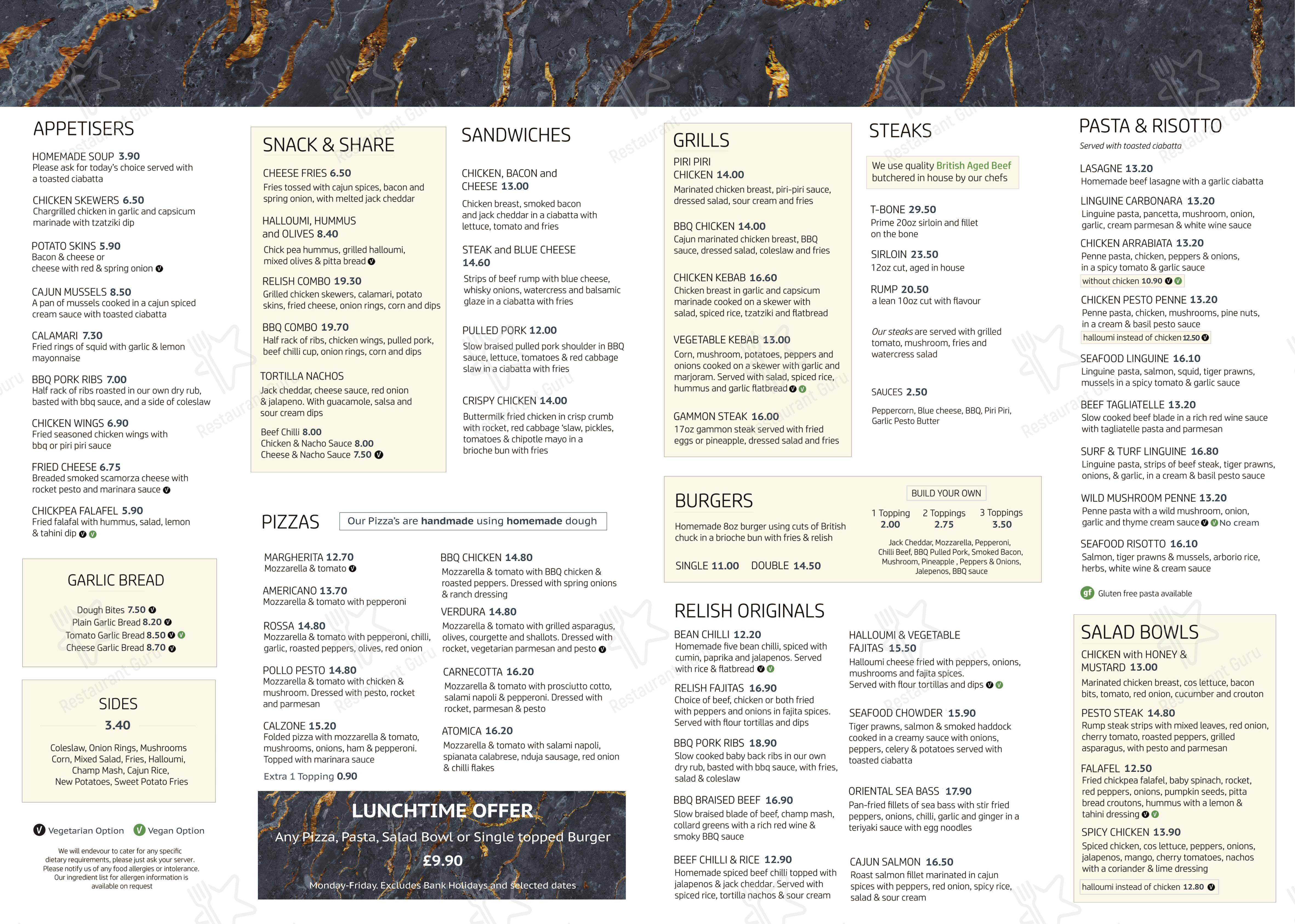 Menu at Relish Bar & Grill, Doncaster