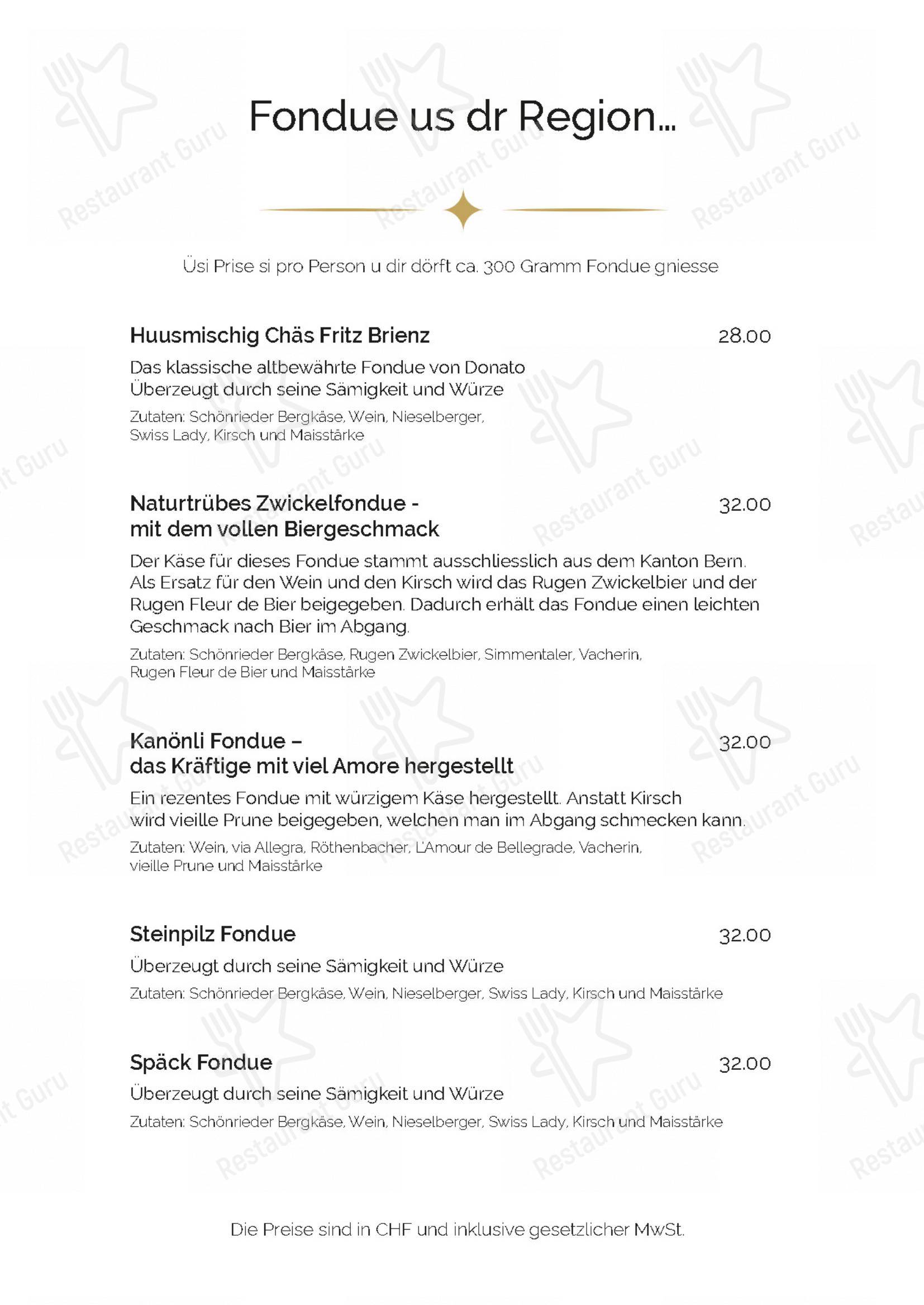 Основное меню per Restaurant Kanönli in Thun