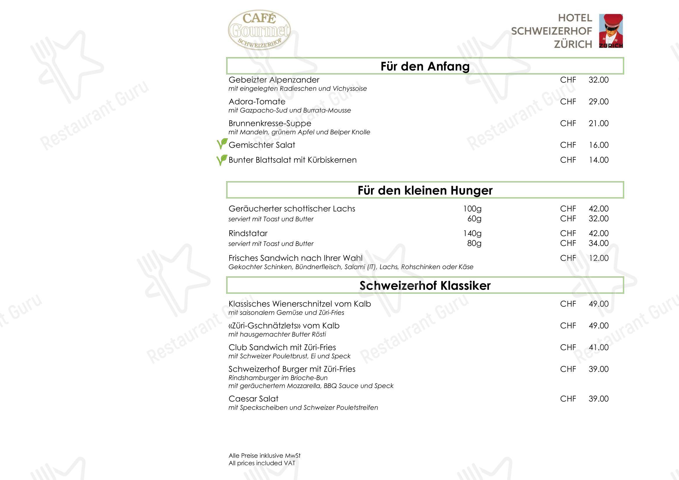 菜单 per Restaurant La Soupière in Zurigo