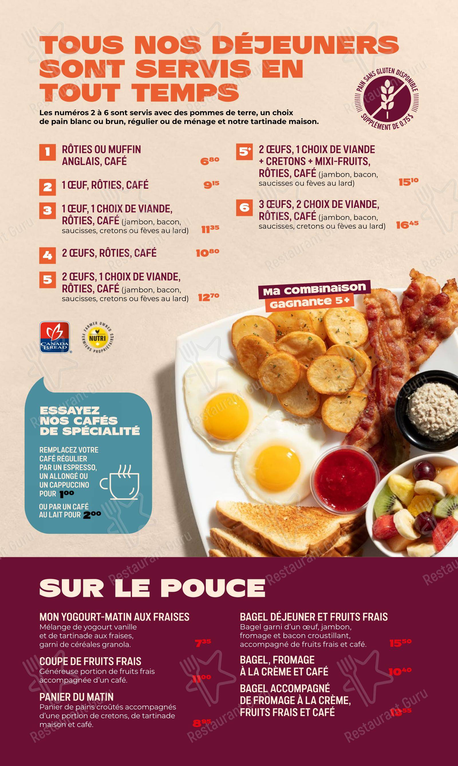 Menu pour Restaurant Normandin Rimouski - Menu bar