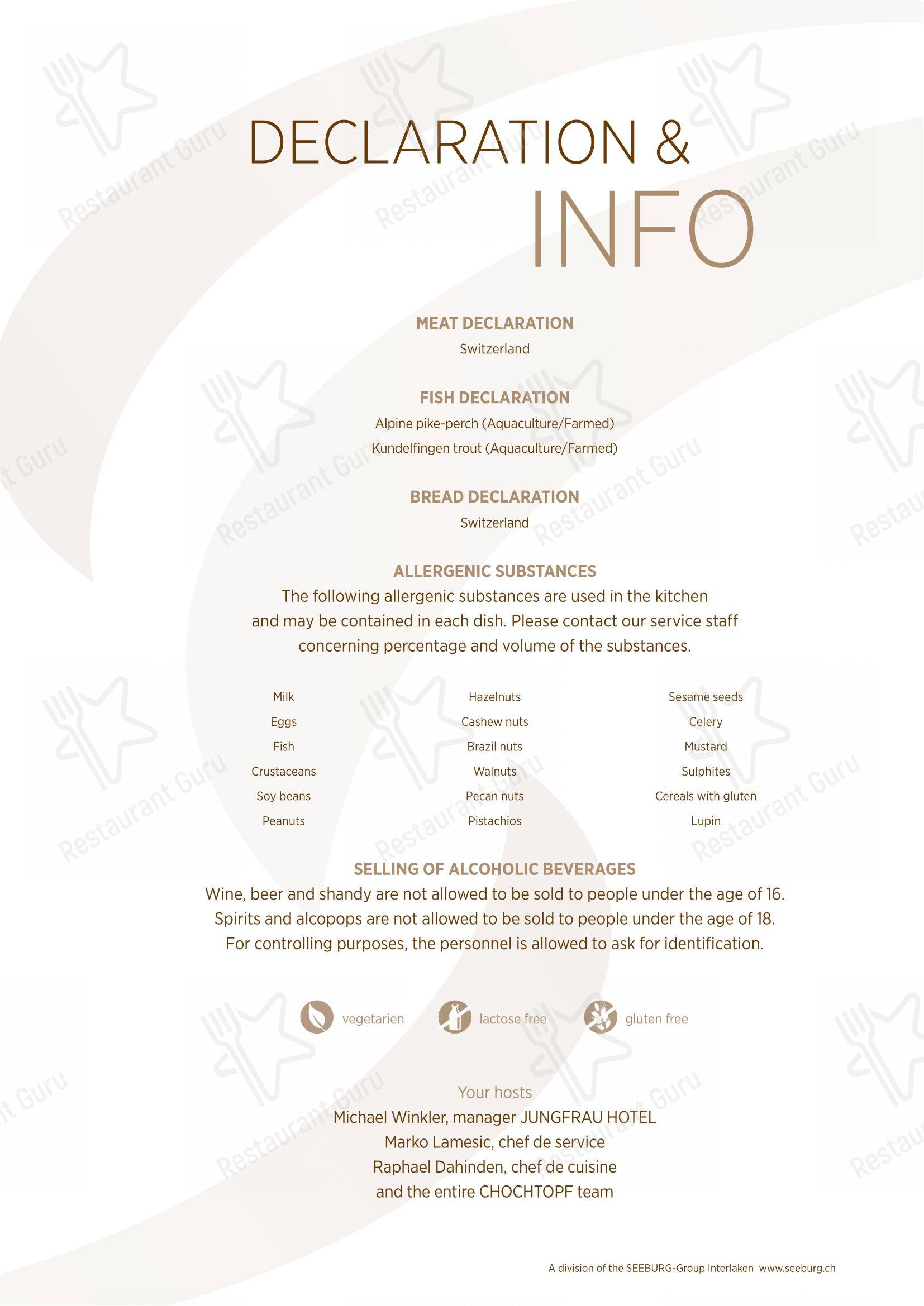 Menu per Restaurant zum CHOCHTOPF in Wilderswil