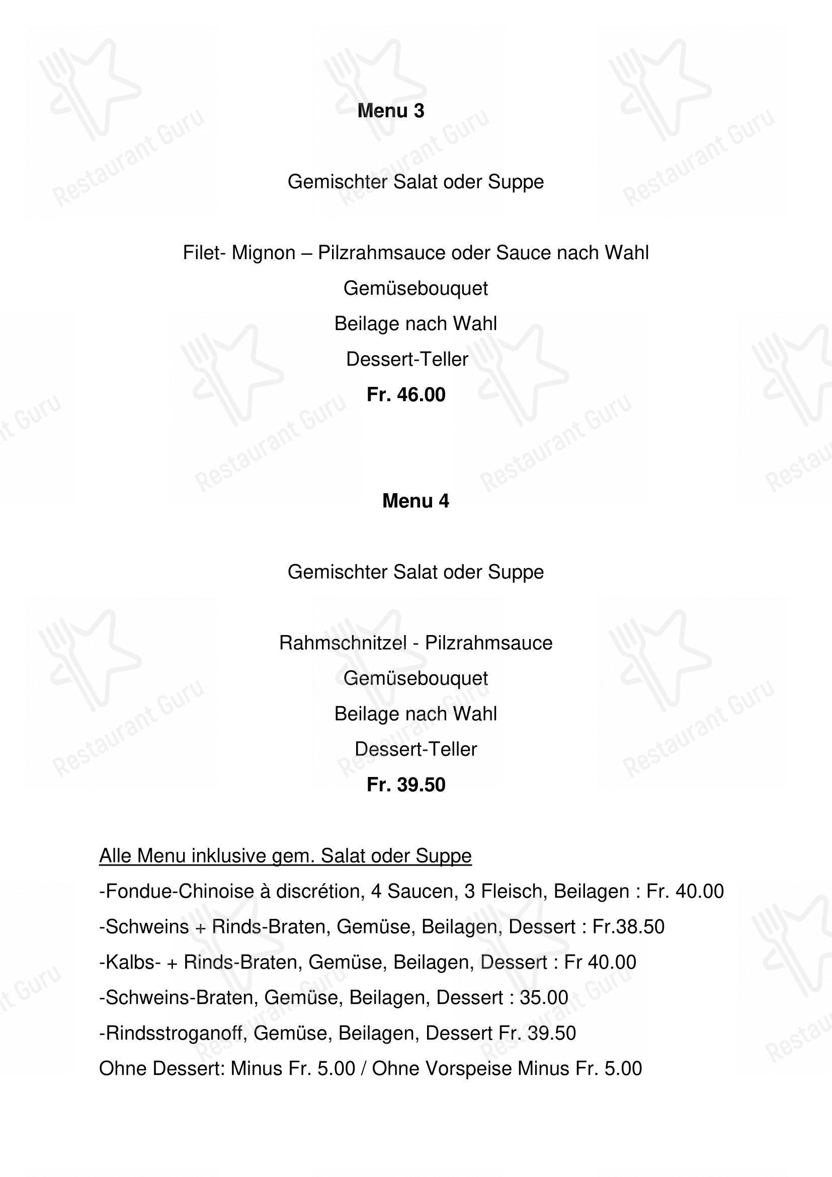 Ночное меню per Restaurant zur Stynlera-Ranch ristorante