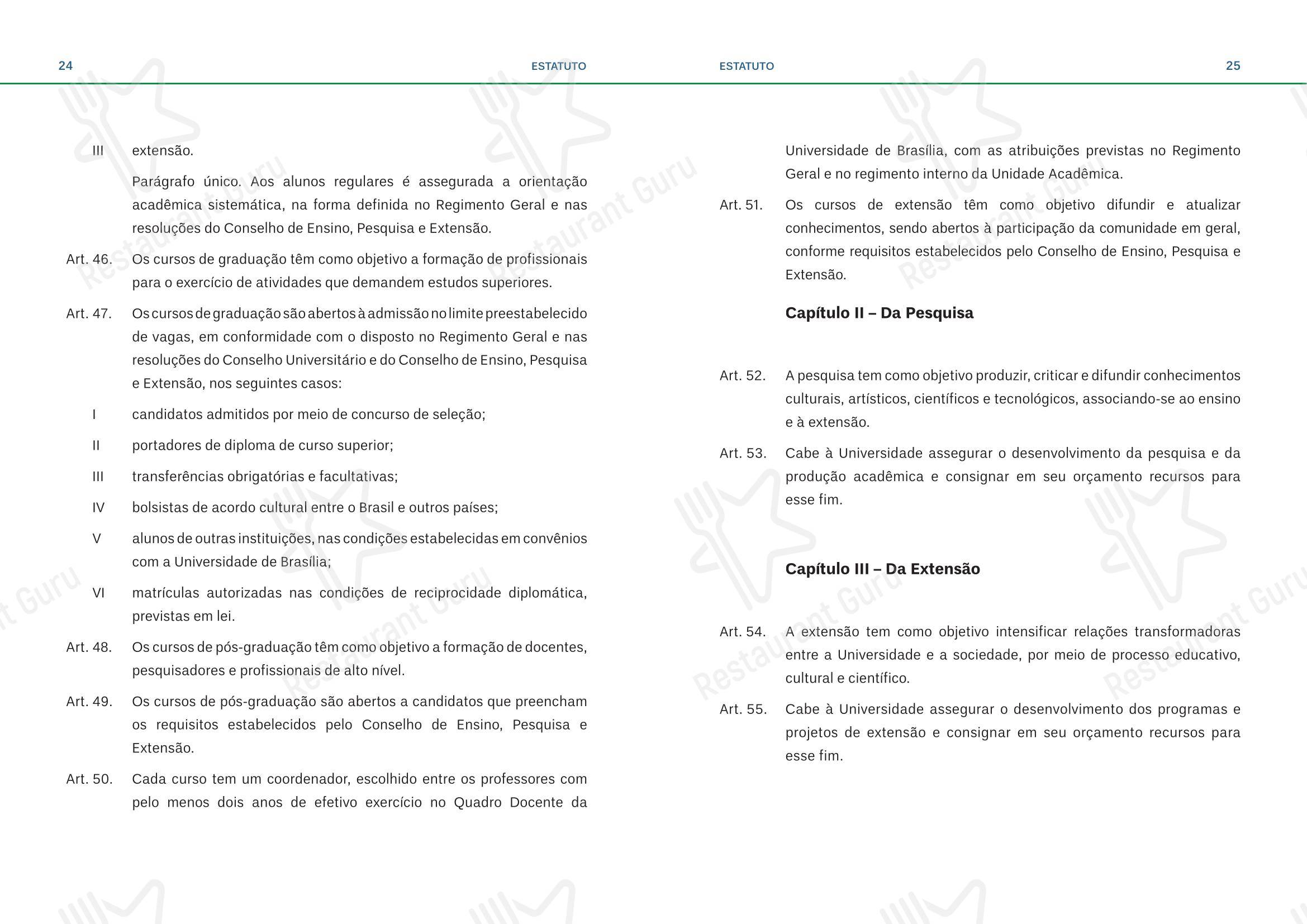 Коктейльная карта para Restaurante Universitário - RU ISM GOMES DE MATTOS em Brasília