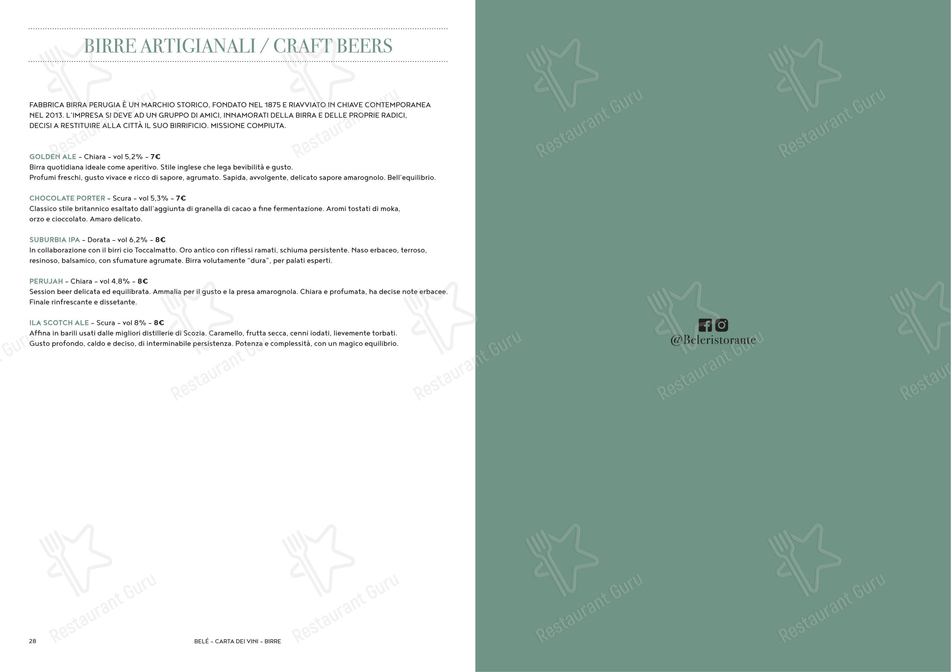 Ristorante Belé Navigli dans Milan - Menu