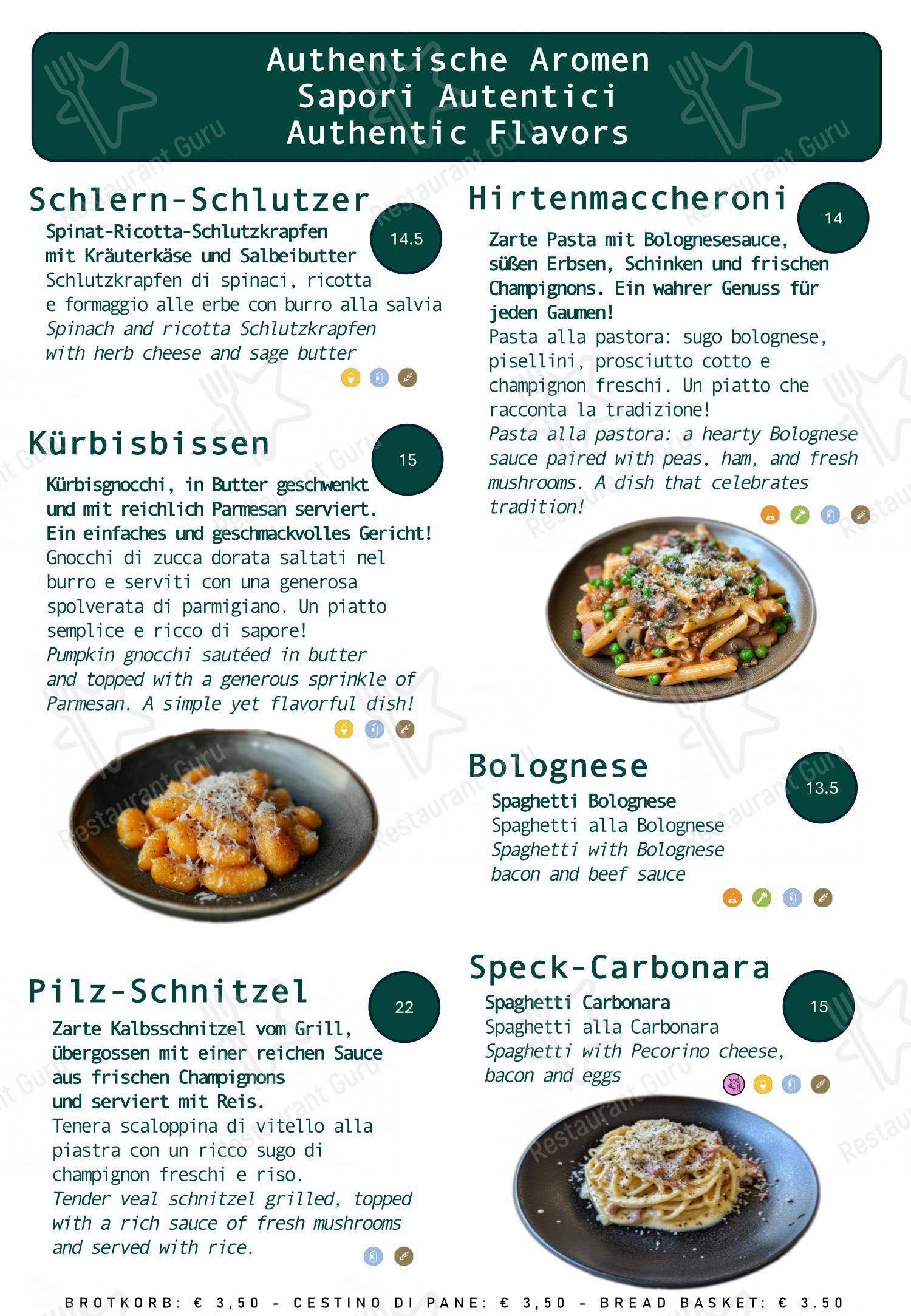 Ristorante Cafè Flora Alpin Roof in Fie allo Sciliar - Menu