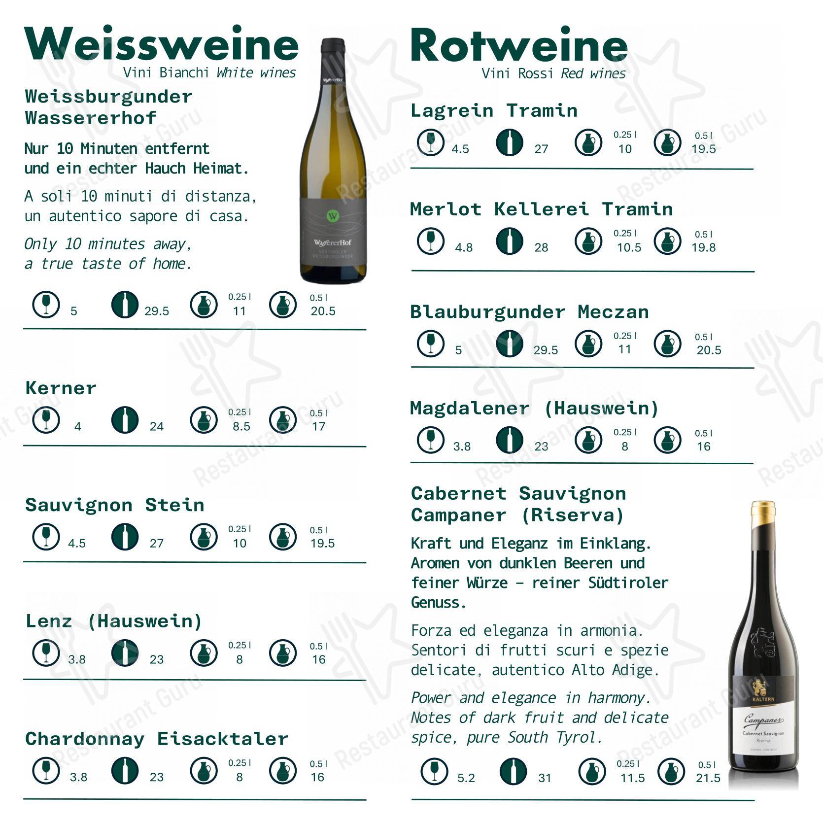 Ristorante Cafè Flora Alpin Roof in Fie allo Sciliar - 菜单