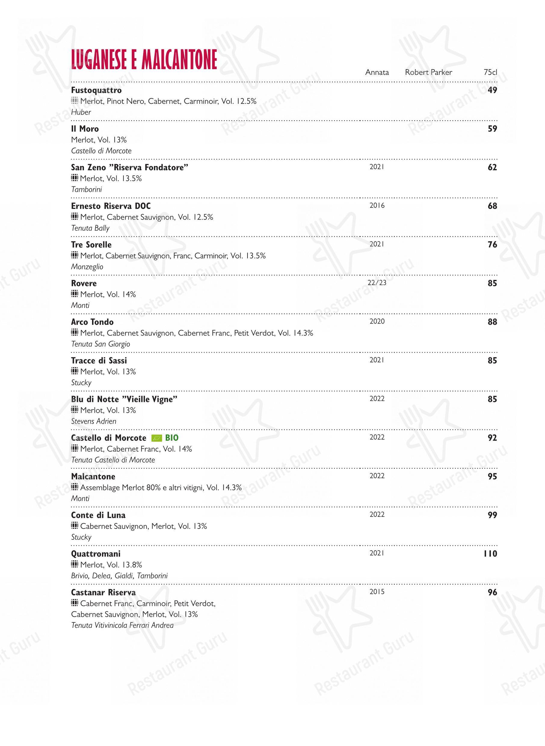 Menu per Ristorante Grotto Broggini in Losone