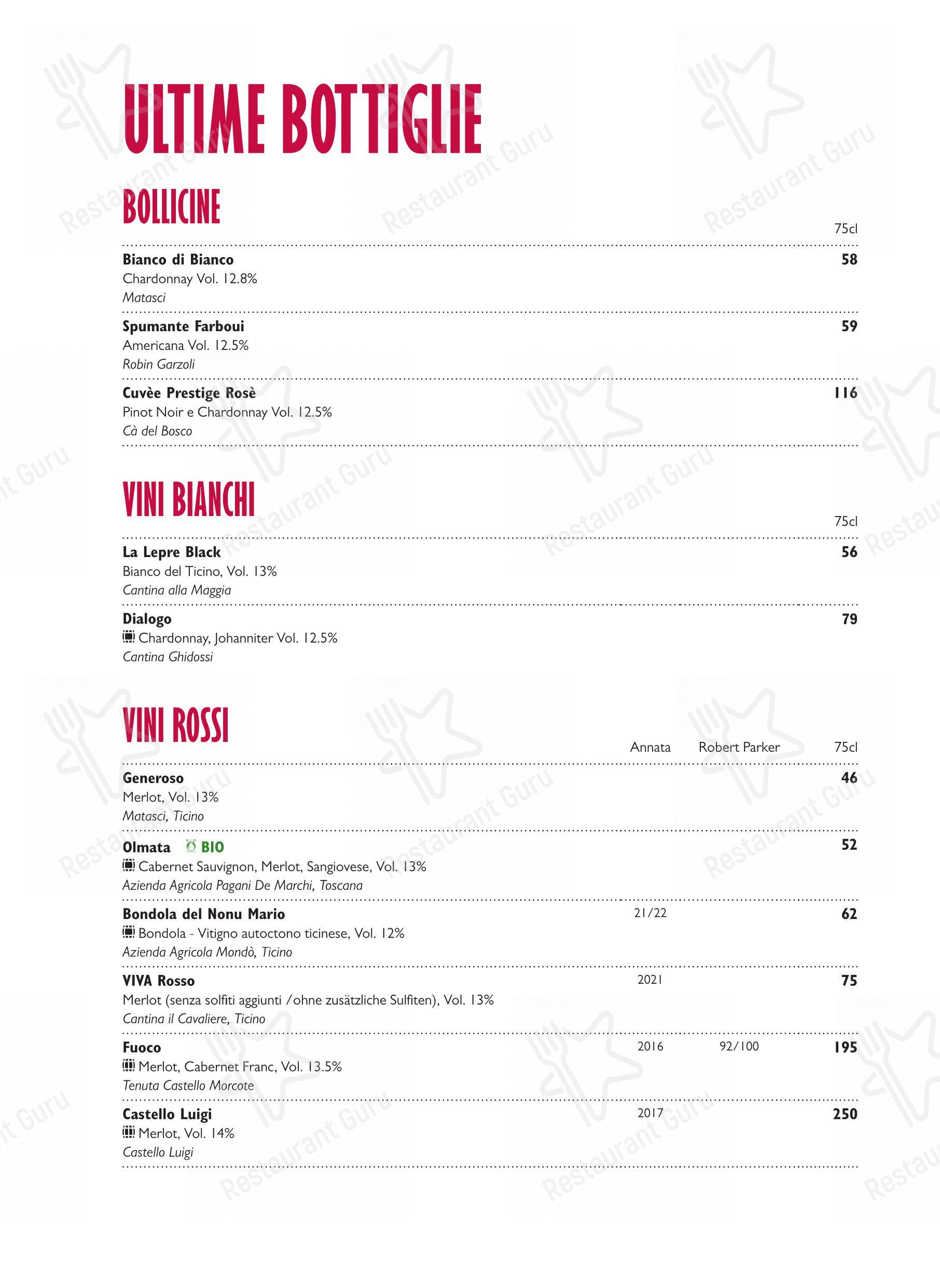 Menu per Ristorante Grotto Broggini in Losone