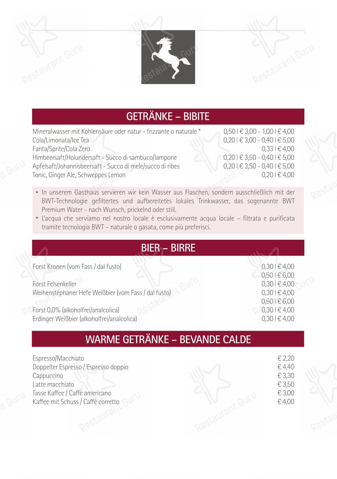 Ночное меню per Rössl bianco in Merano