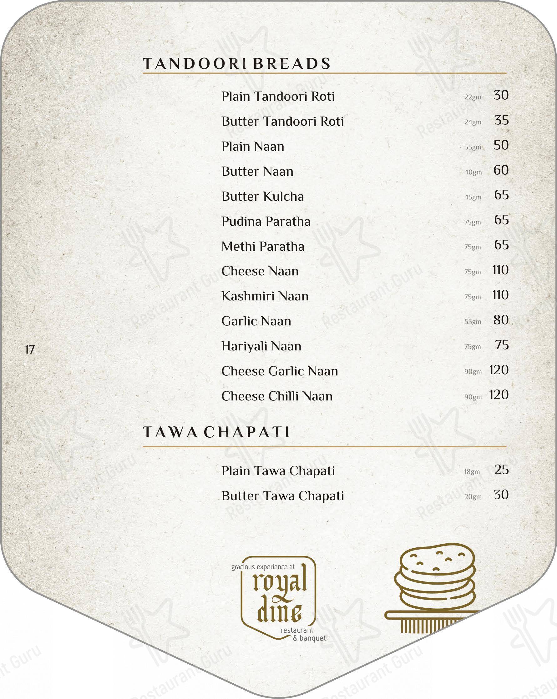 Royal Dine Pal RTO Restaurant Banquet in Surat - Menu