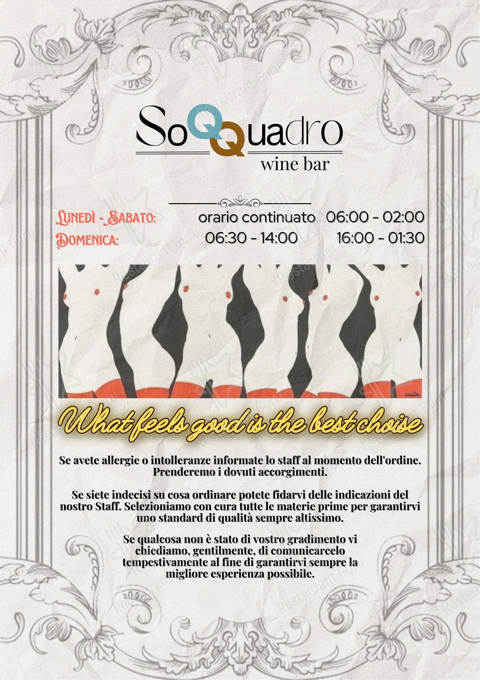 Menu per Soqquadro WineBar pub & bar