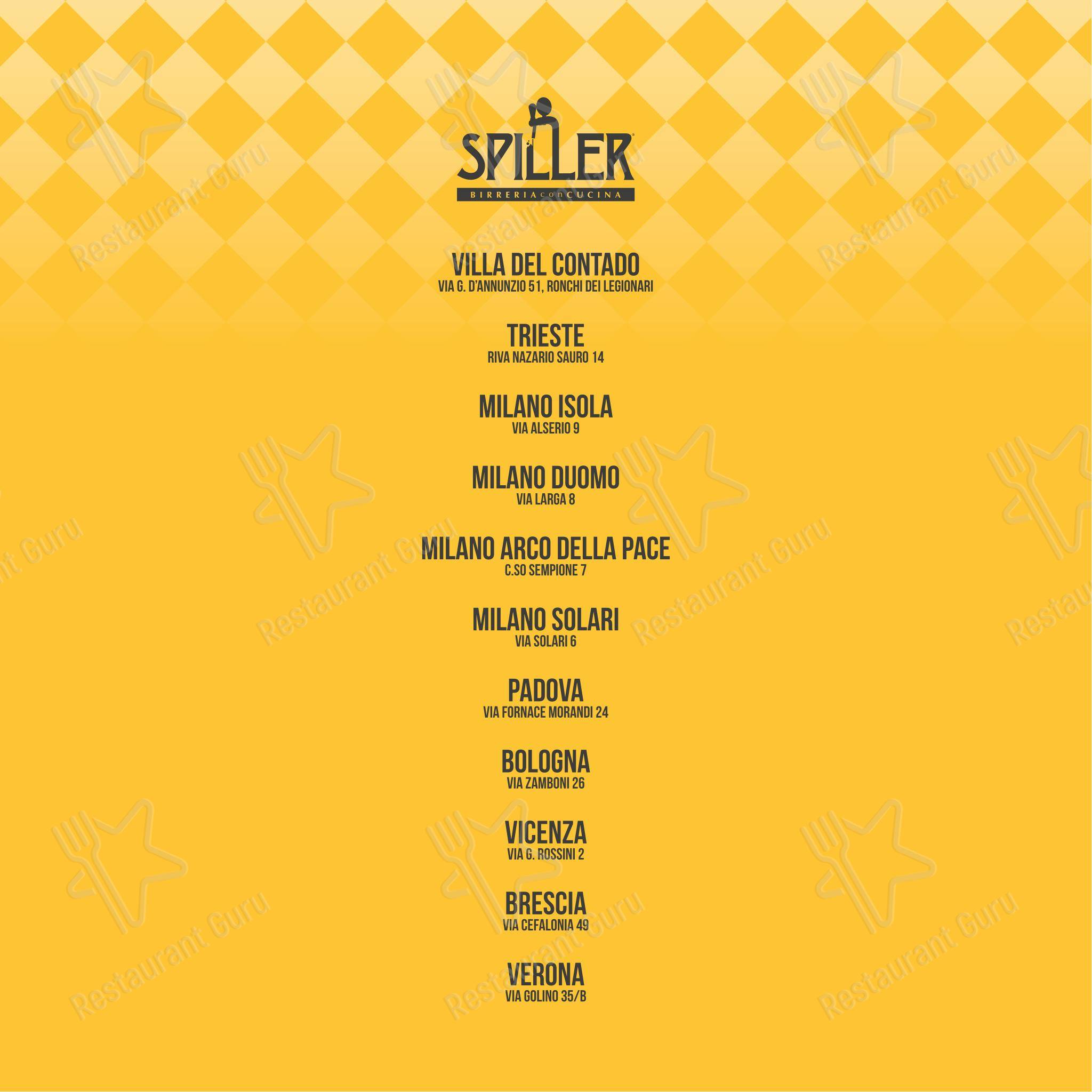 Menu di Spiller Verona - Основное меню