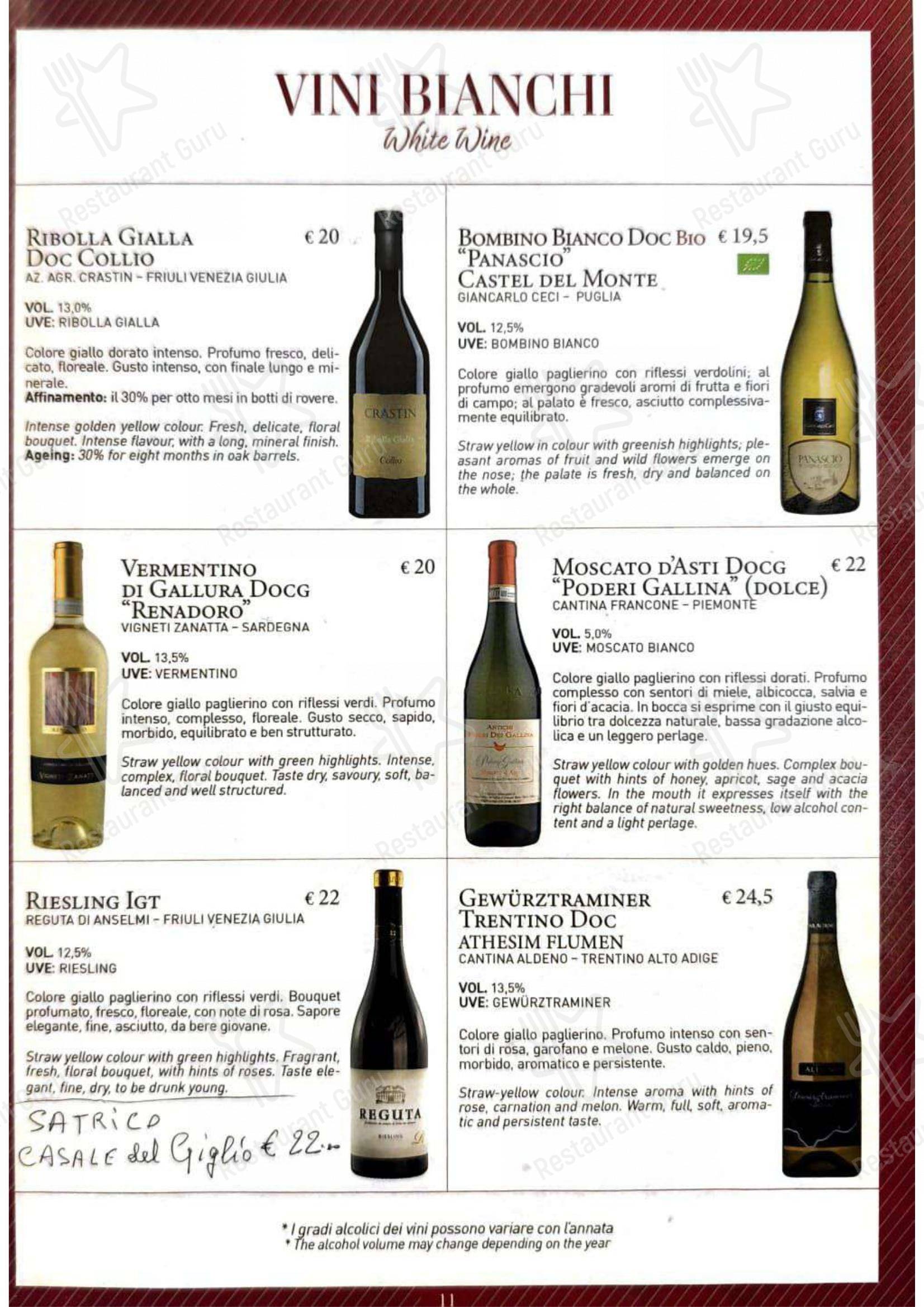 Menu per Tempio di Mecenate pizzeria