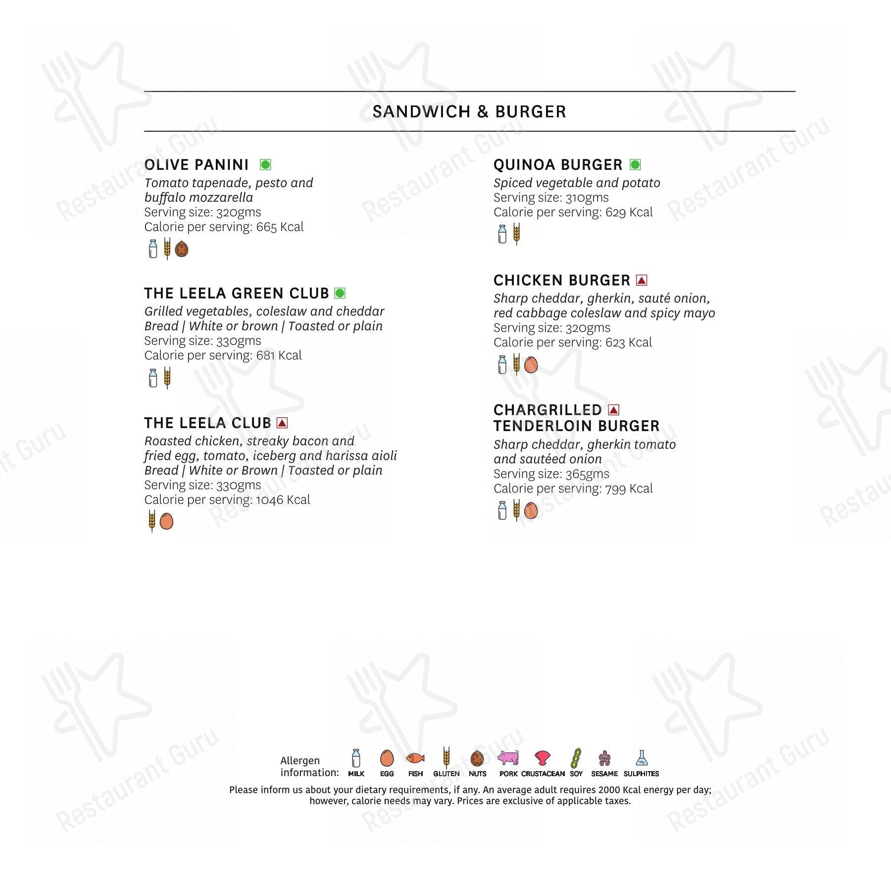 The Café at The Club in Thiruvananthapuram - Menu