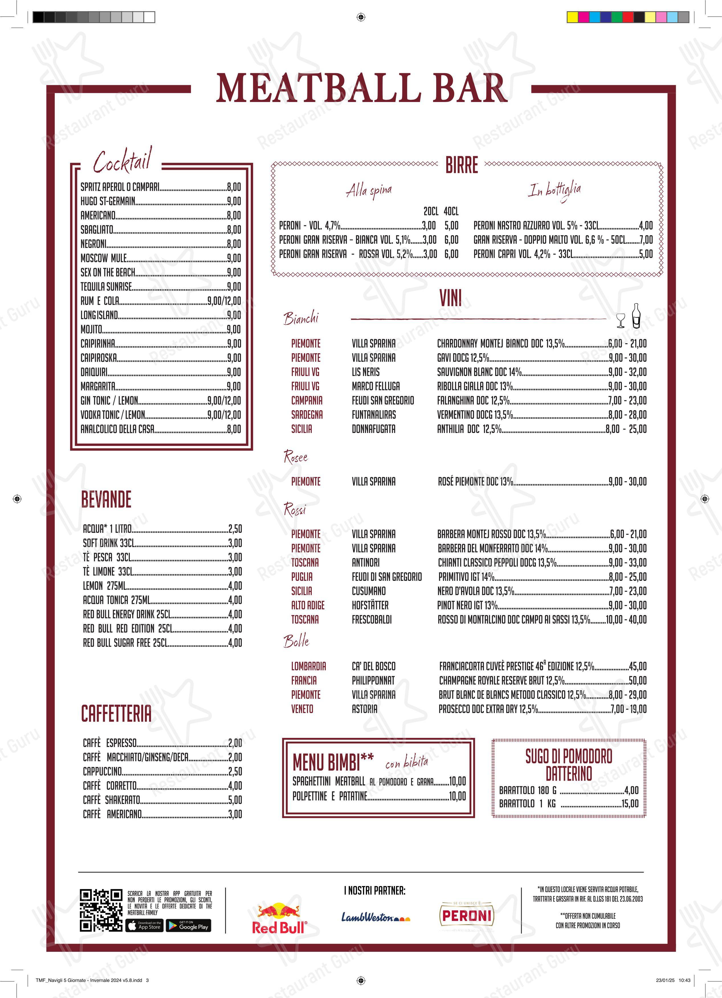 Menu per Meatball Family - Ristorante Navigli | Porta Genova ristorante
